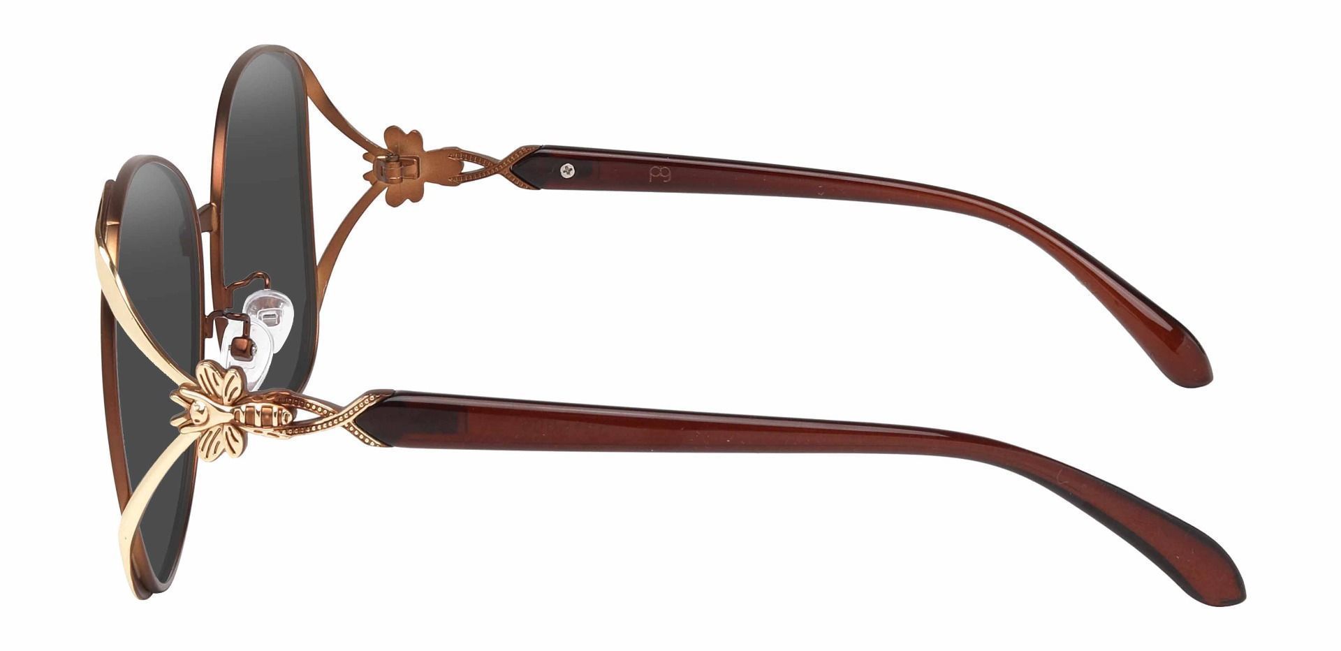 Nina Round Non-Rx Sunglasses - Brown Frame With Gray Lenses