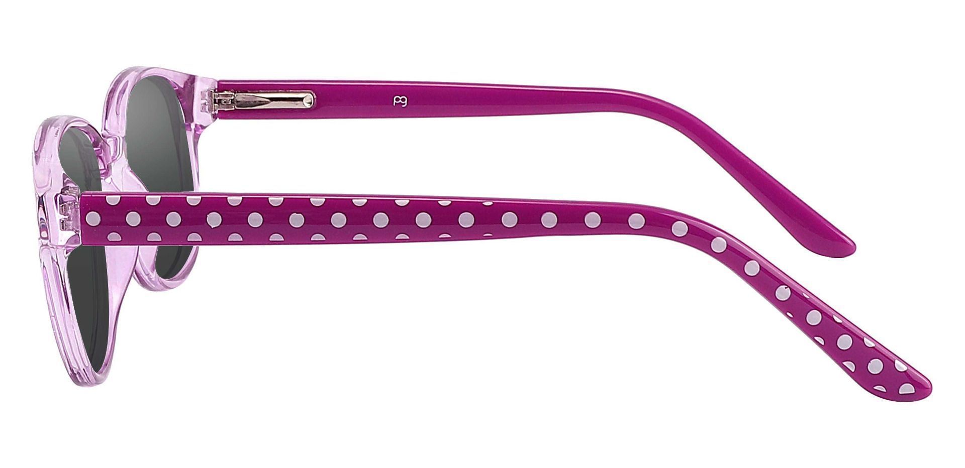 Libby Oval Non-Rx Sunglasses - Purple Frame With Gray Lenses