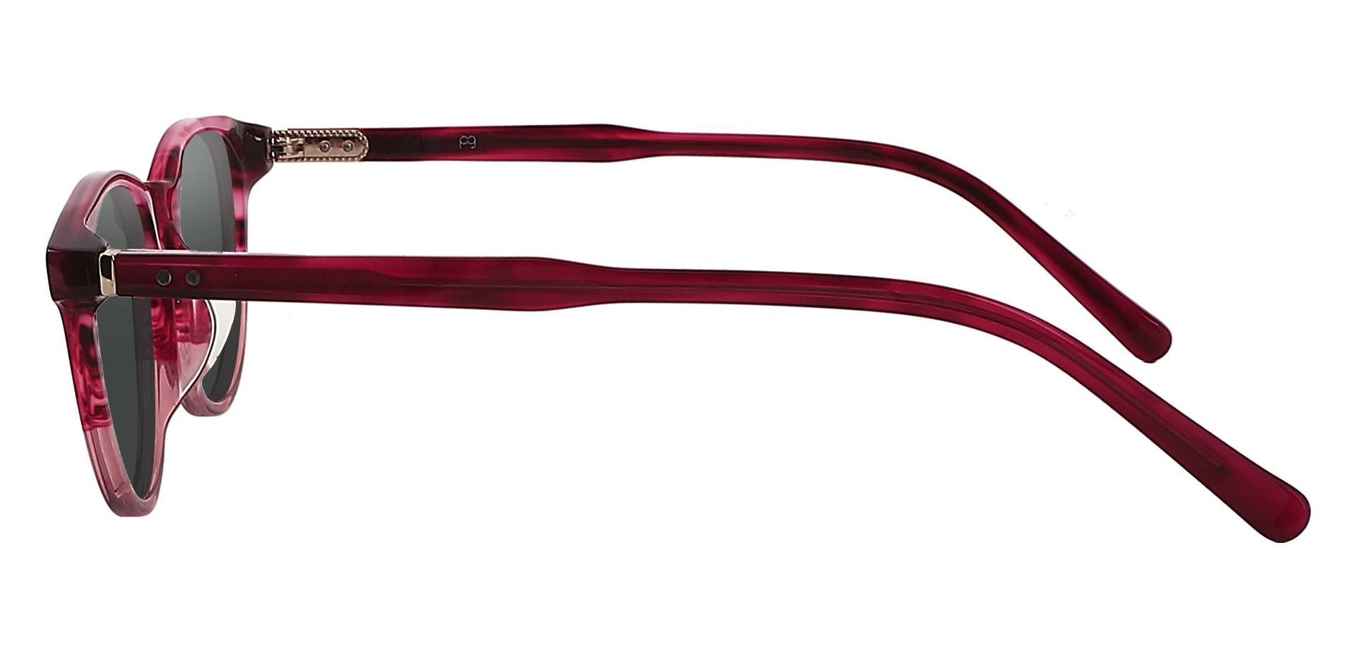 Marianna Oval Non-Rx Sunglasses - Red Frame With Gray Lenses