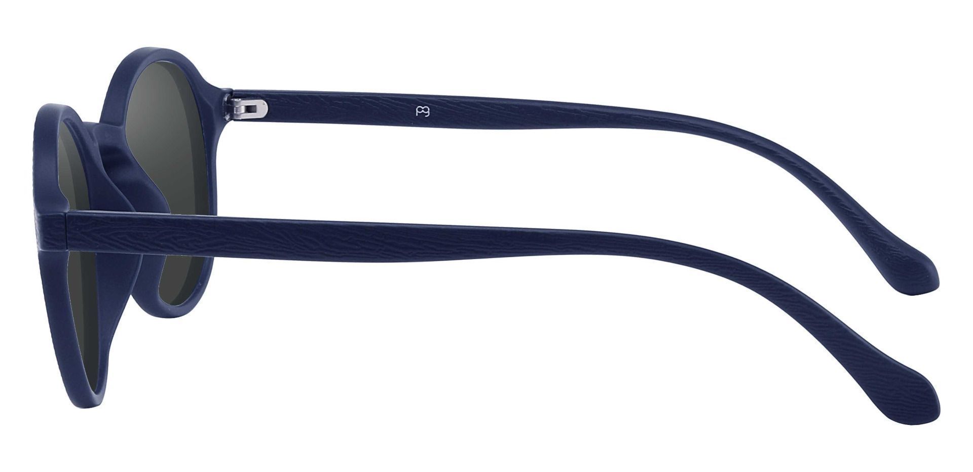 Whitney Round Non-Rx Sunglasses - Blue Frame With Gray Lenses
