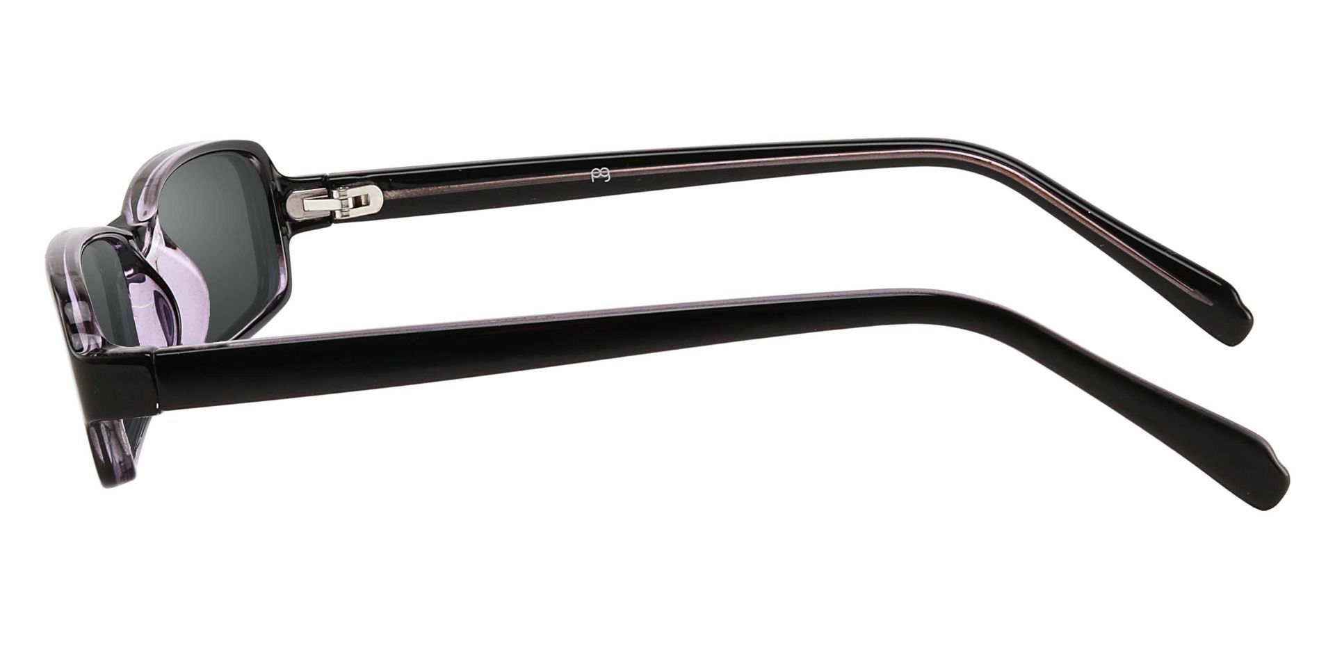 Thyme Rectangle Single Vision Sunglasses - Black Frame With Gray Lenses