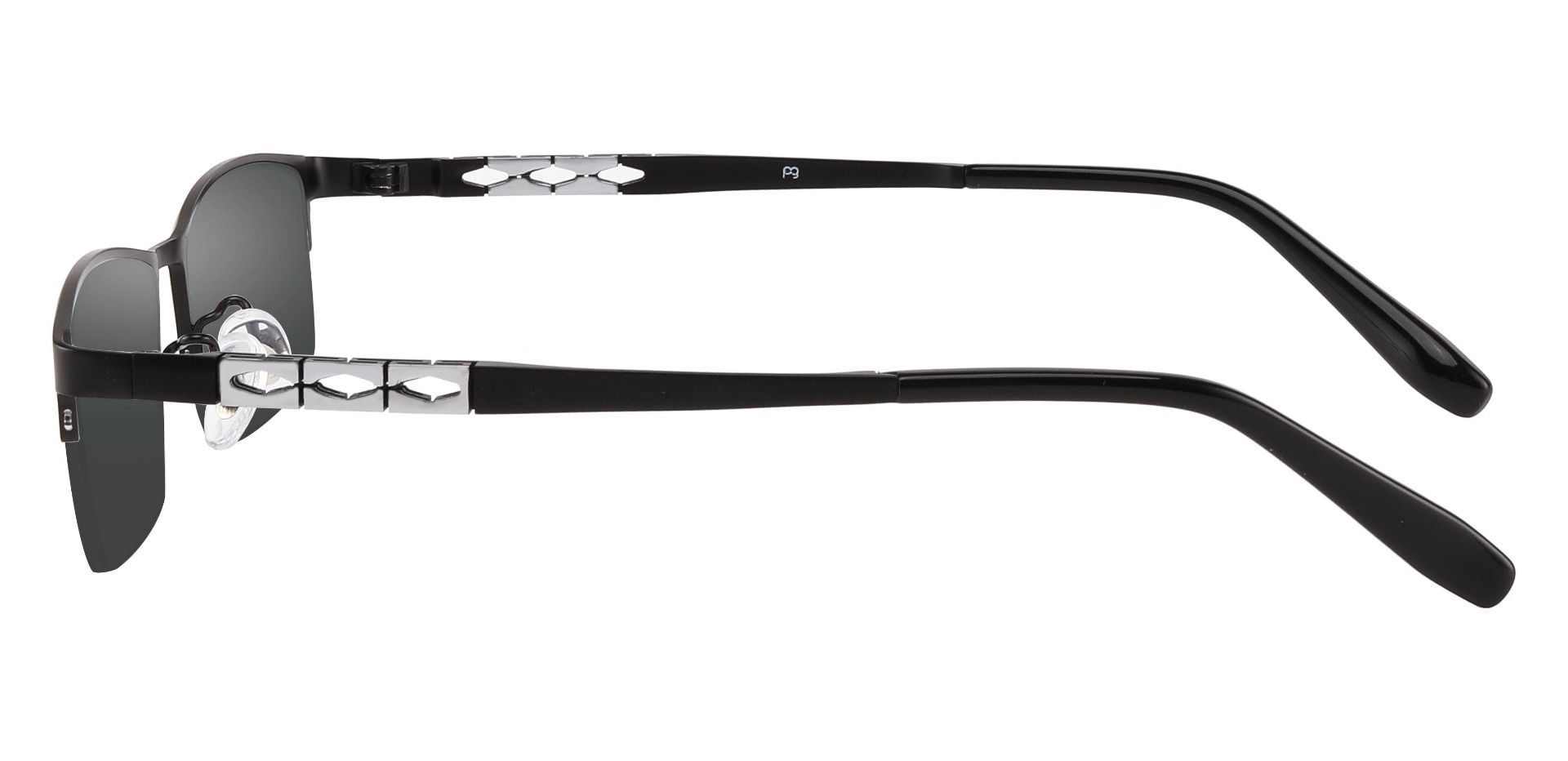 Burlington Rectangle Progressive Sunglasses - Black Frame With Gray Lenses