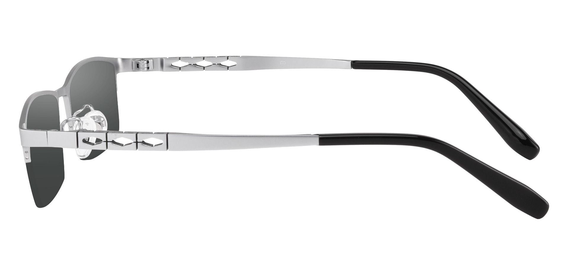 Burlington Rectangle Prescription Sunglasses - Silver Frame With Gray Lenses