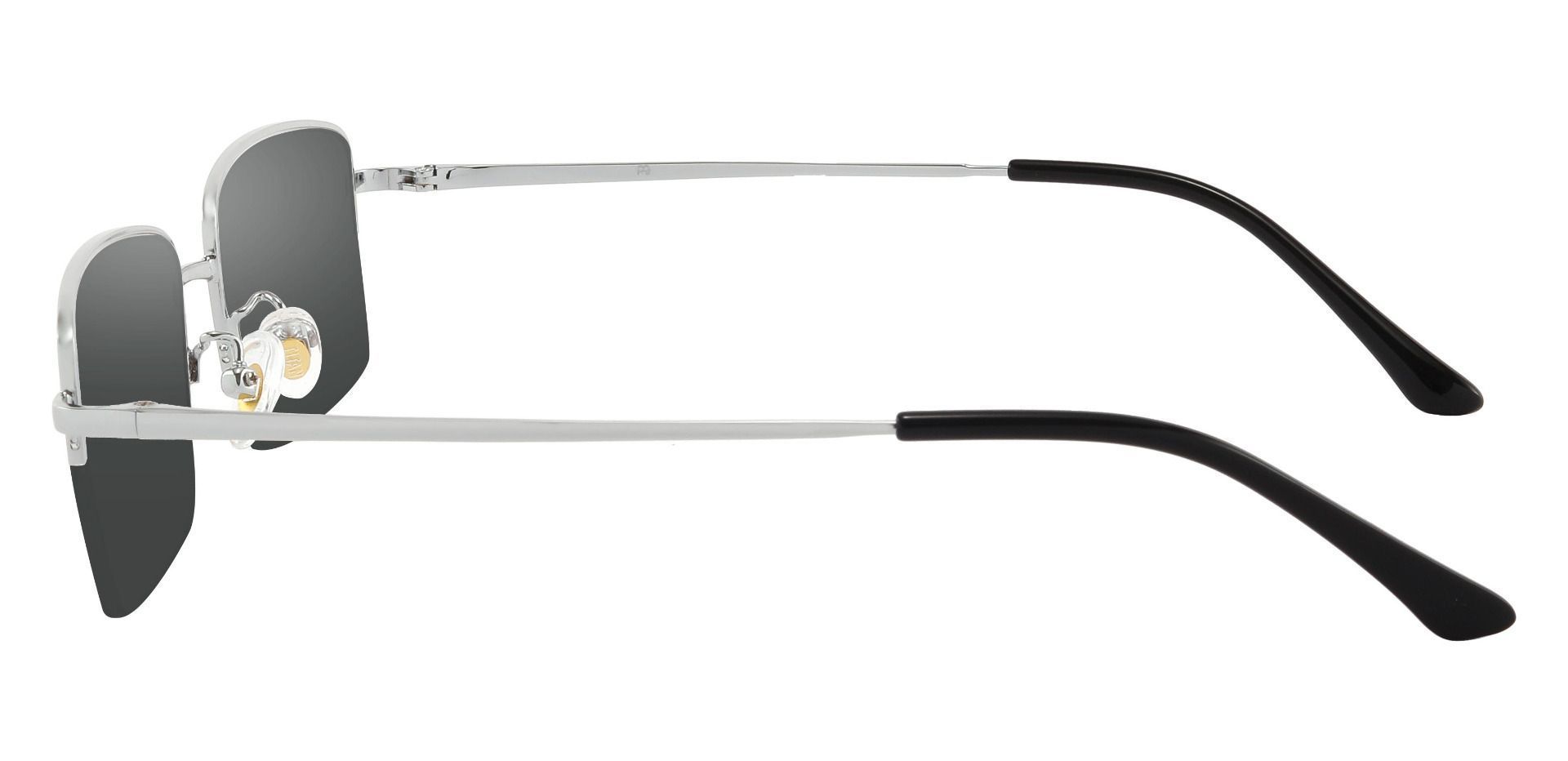 Bellmont Rectangle Prescription Sunglasses - Silver Frame With Gray Lenses