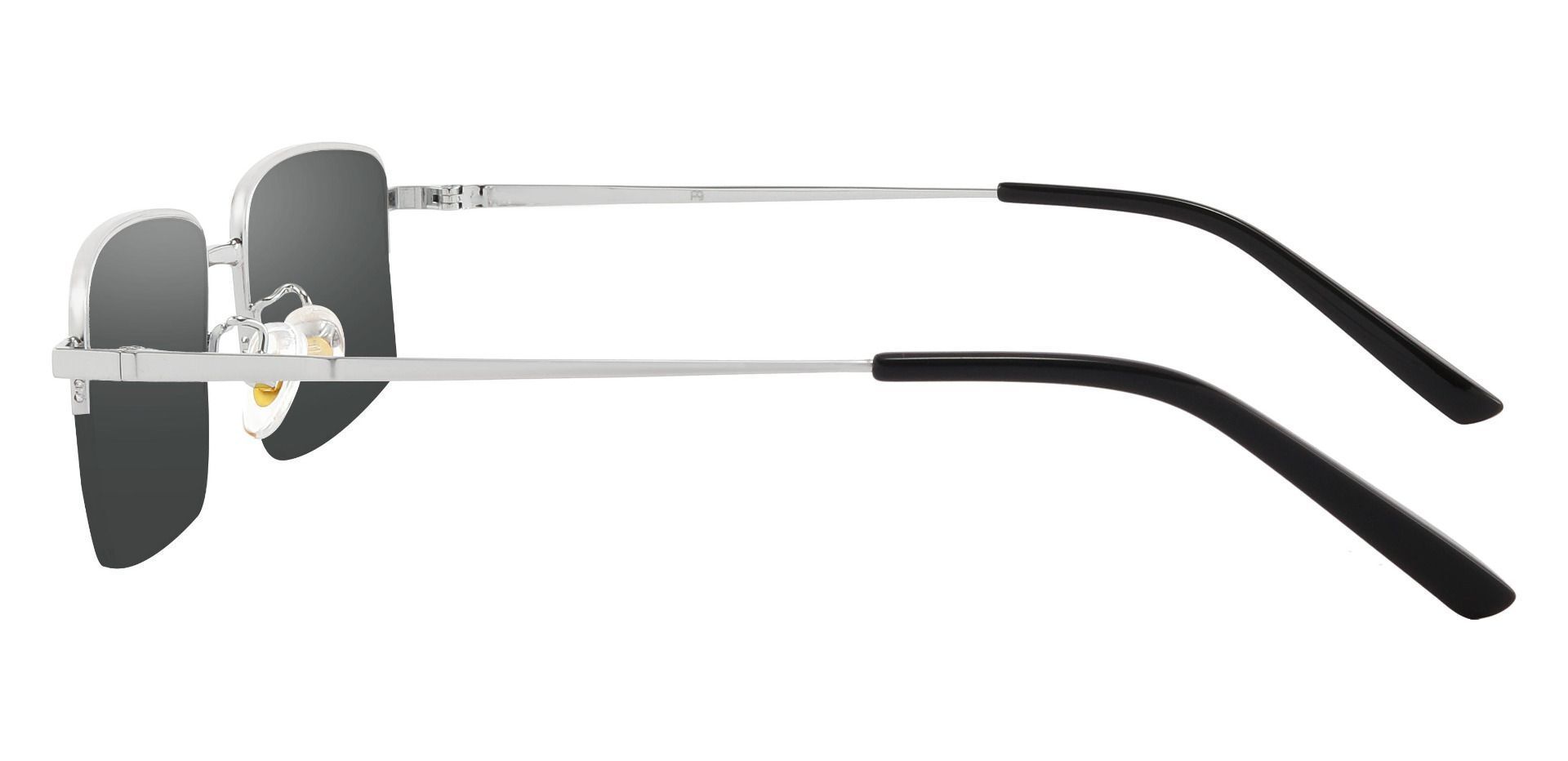 Wayne Rectangle Prescription Sunglasses - Silver Frame With Gray Lenses