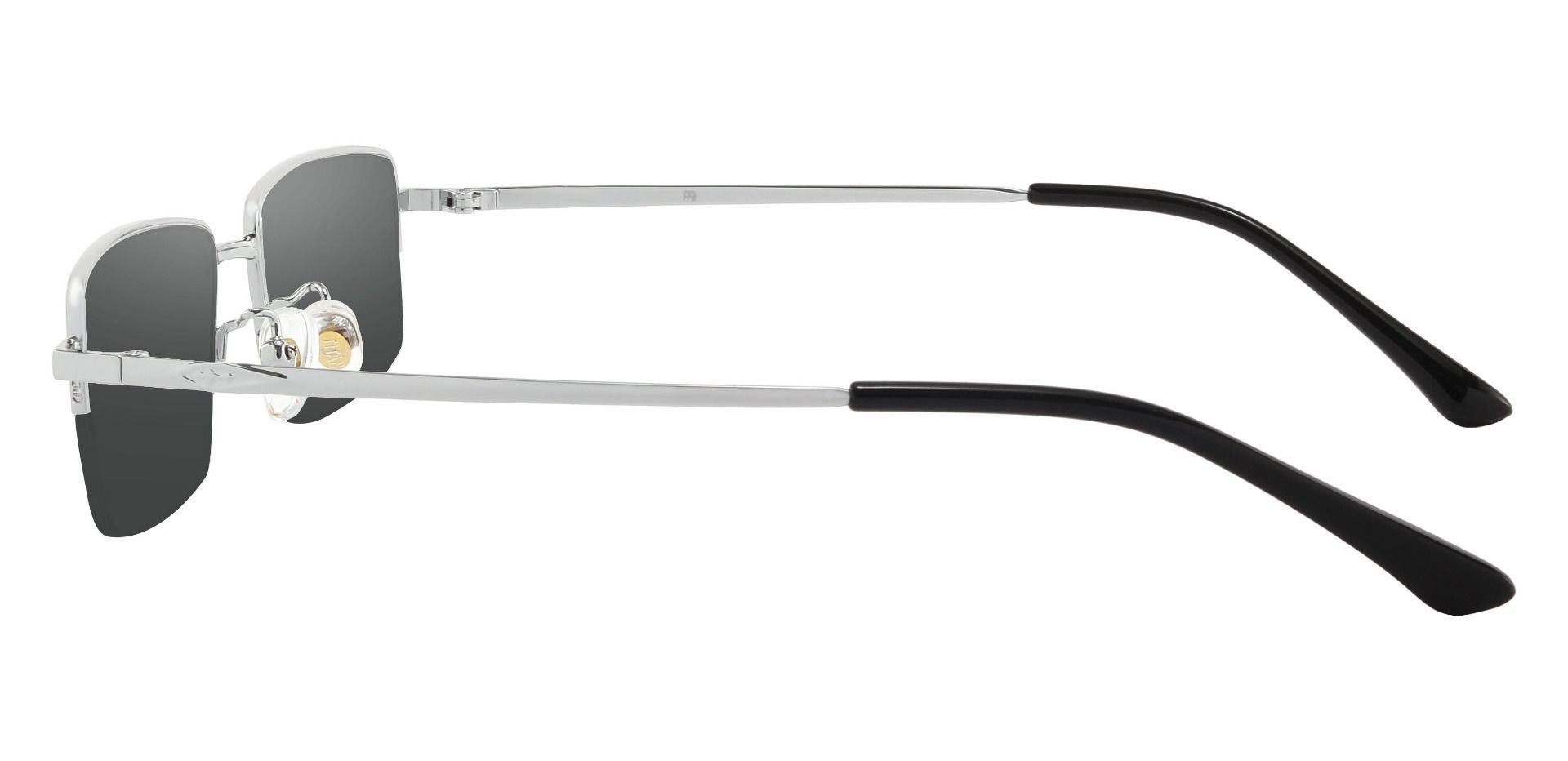 Waldo Rectangle Lined Bifocal Sunglasses - Silver Frame With Gray Lenses