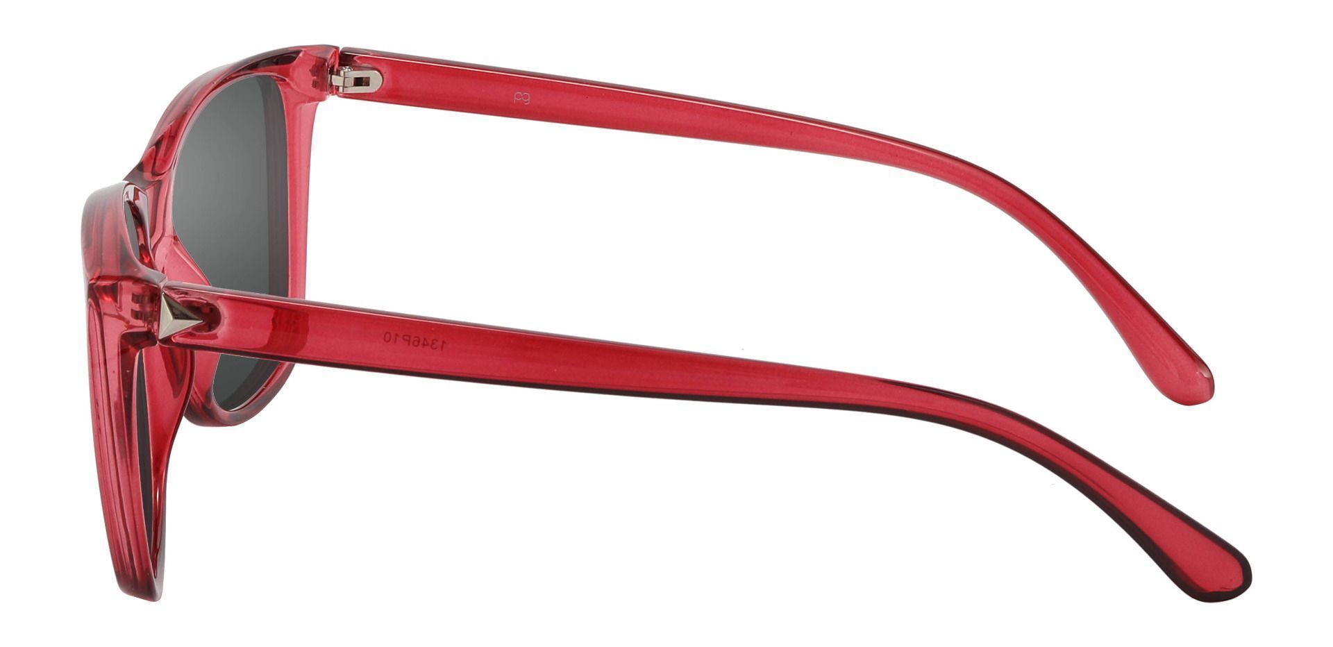 Taryn Square Prescription Sunglasses - Red Frame With Gray Lenses