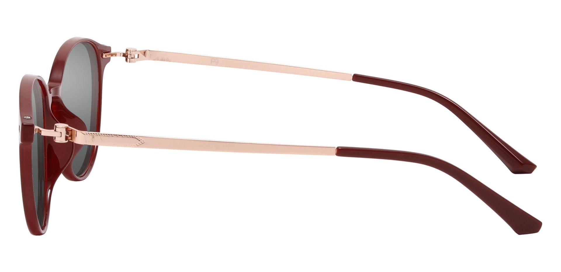 Springer Round Prescription Sunglasses - Red Frame With Gray Lenses