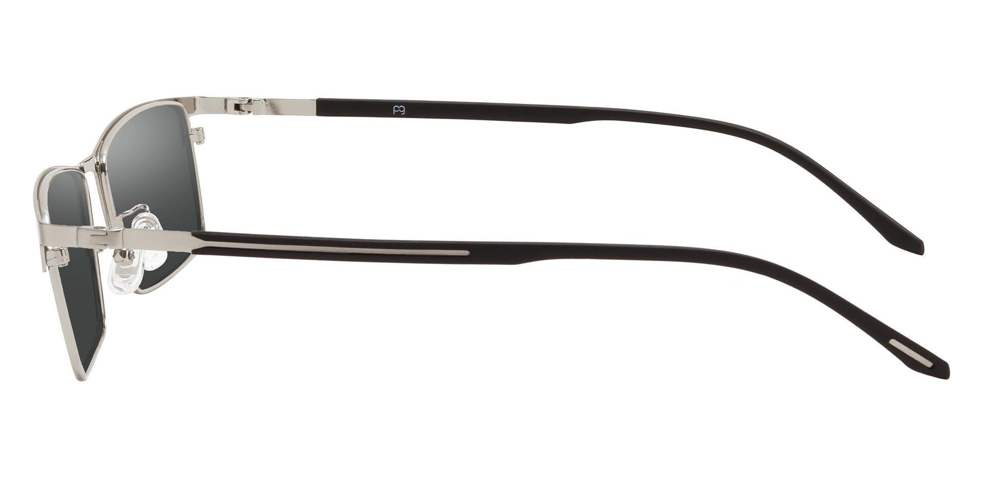 Regis Rectangle Progressive Sunglasses - Silver Frame With Gray Lenses