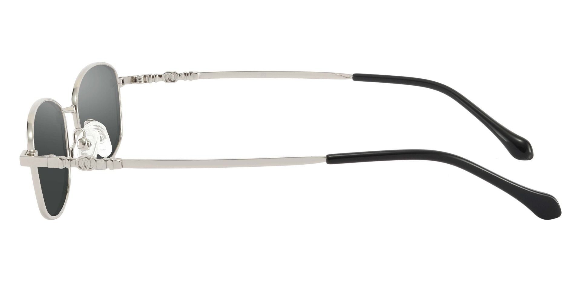 Naples Rectangle Non-Rx Sunglasses - Silver Frame With Gray Lenses