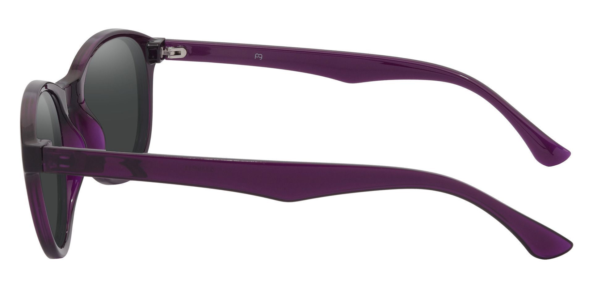 Angelina Round Prescription Sunglasses - Purple Frame With Gray Lenses