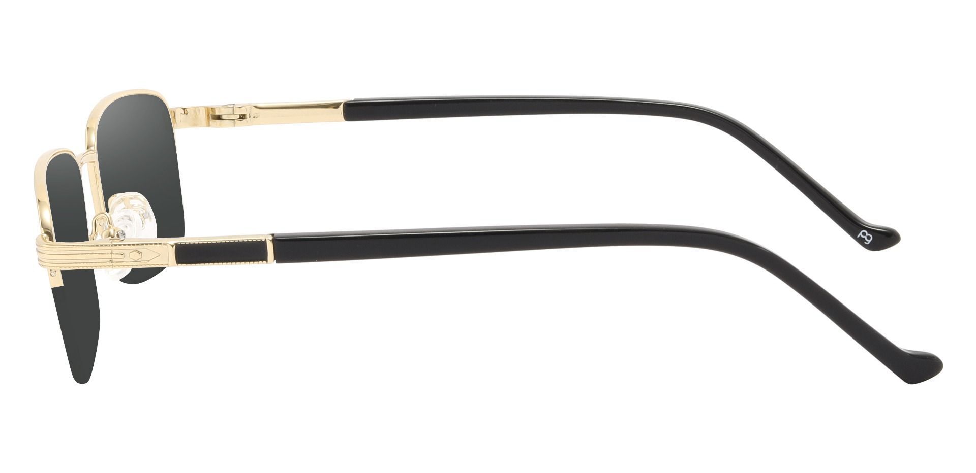 Lamar Rectangle Prescription Sunglasses - Gold Frame With Gray Lenses