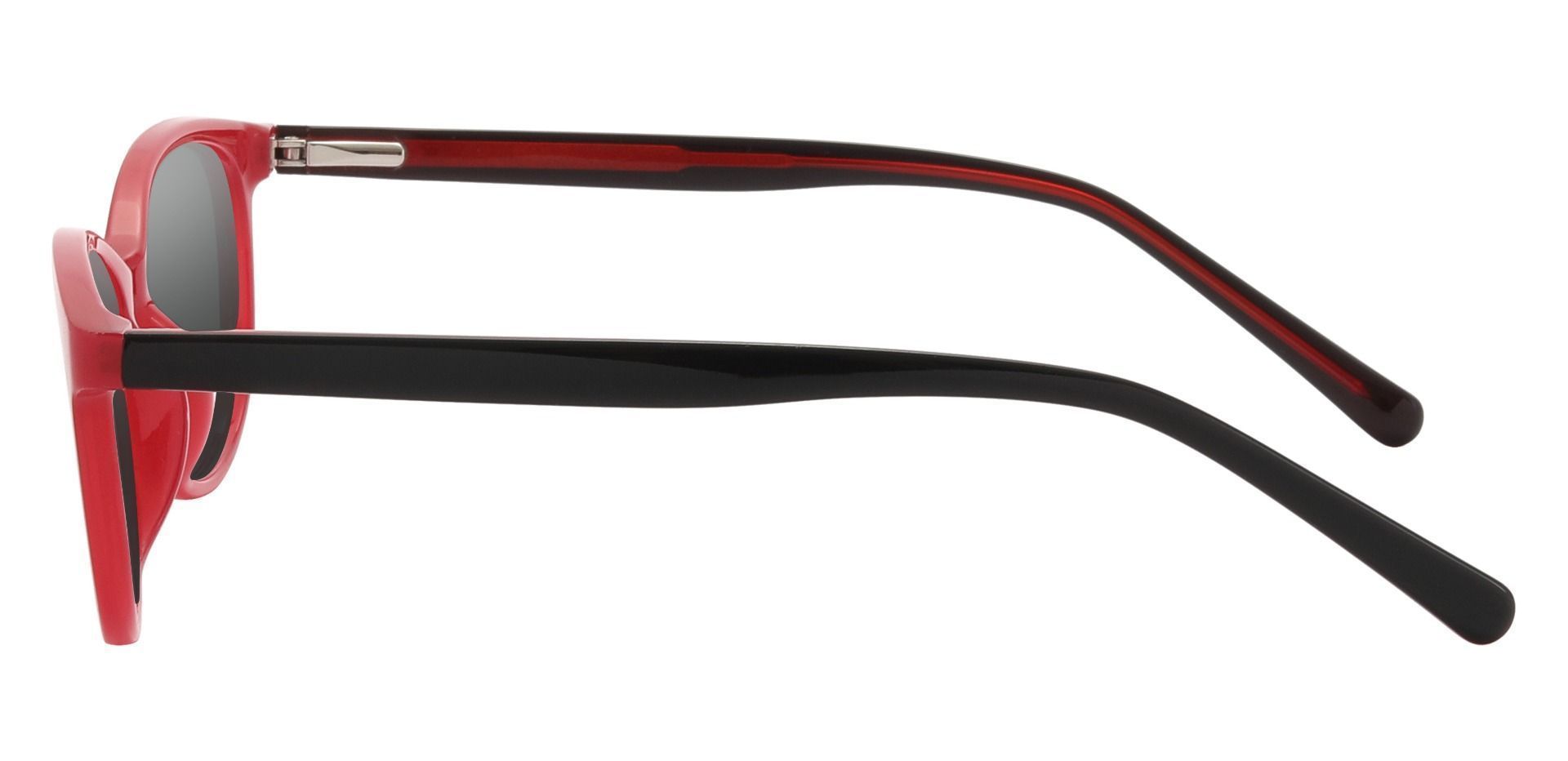 Adora Oval Prescription Sunglasses - Red Frame With Gray Lenses