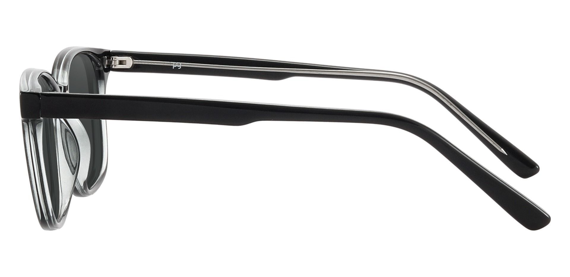 Windsor Rectangle Lined Bifocal Sunglasses - Black Frame With Gray Lenses