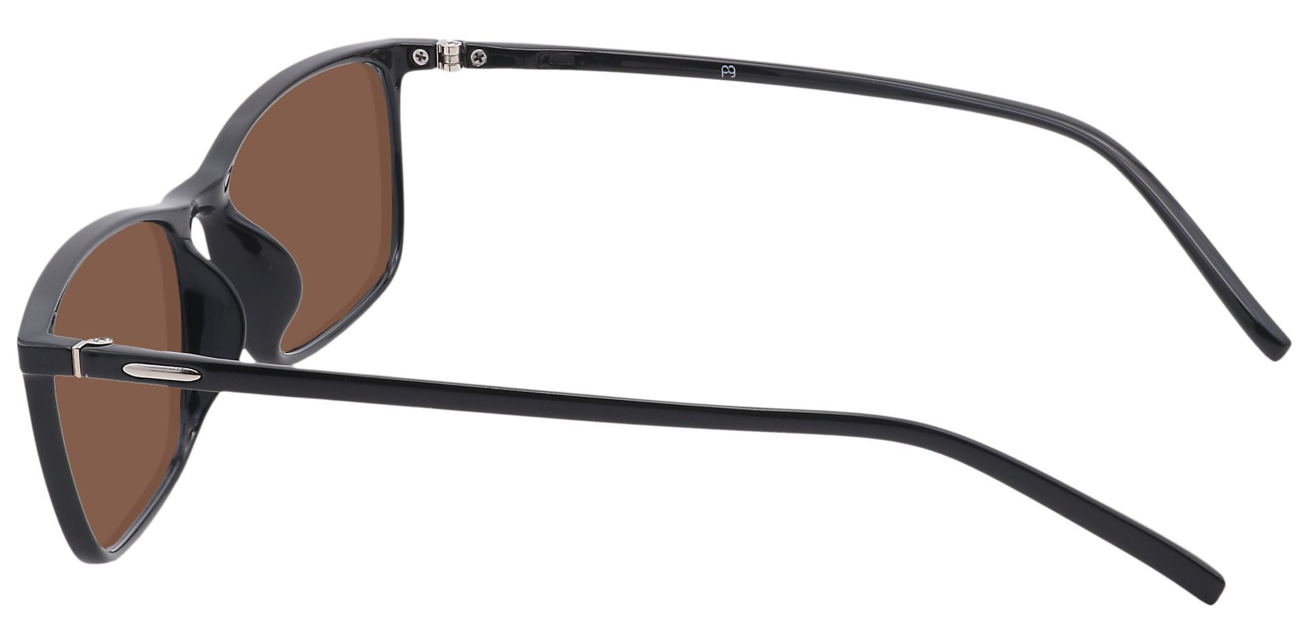 Fuji Rectangle Prescription Sunglasses - Black Frame With Brown Lenses