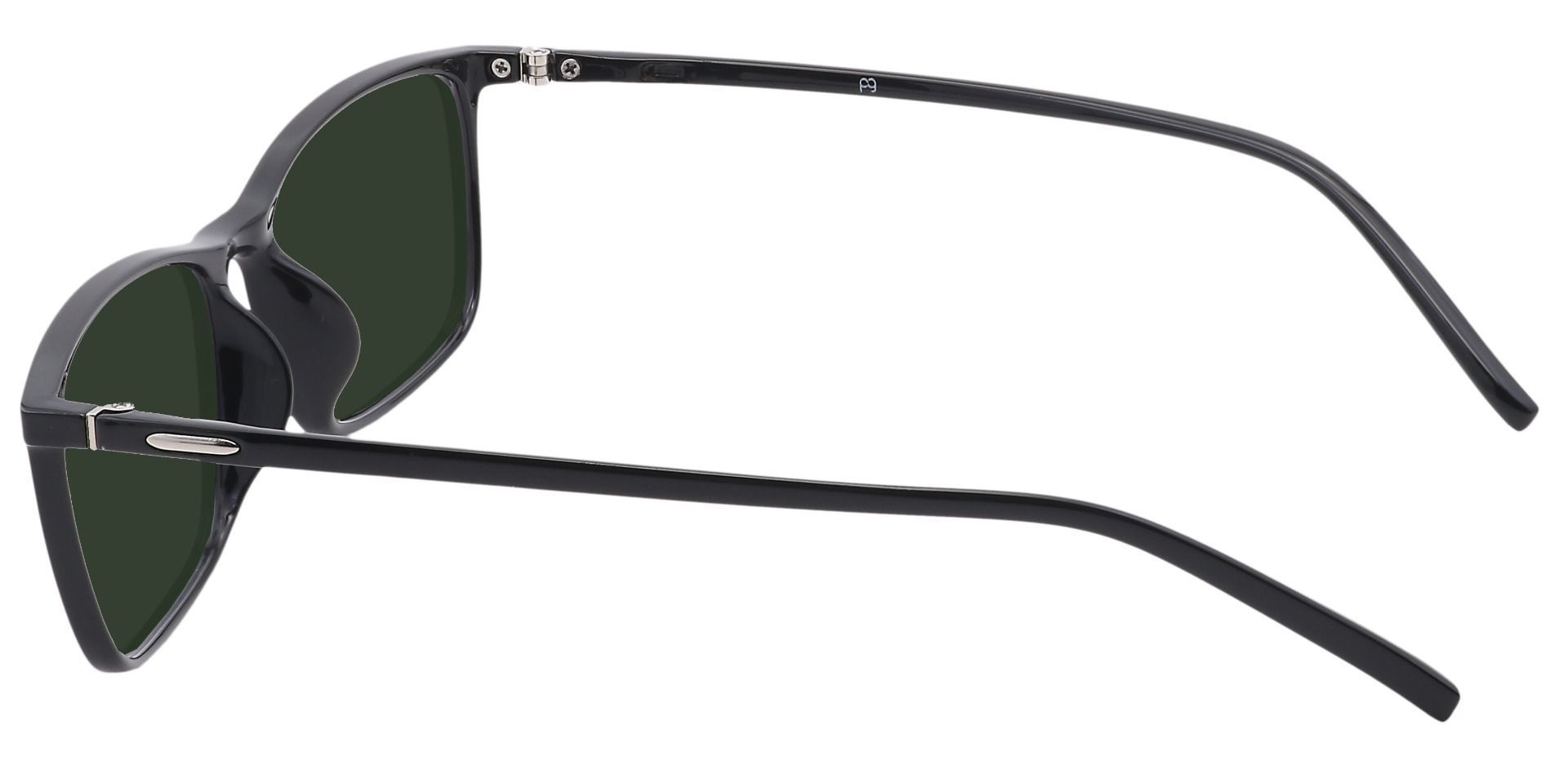 Fuji Rectangle Non-Rx Sunglasses - Black Frame With Green Lenses