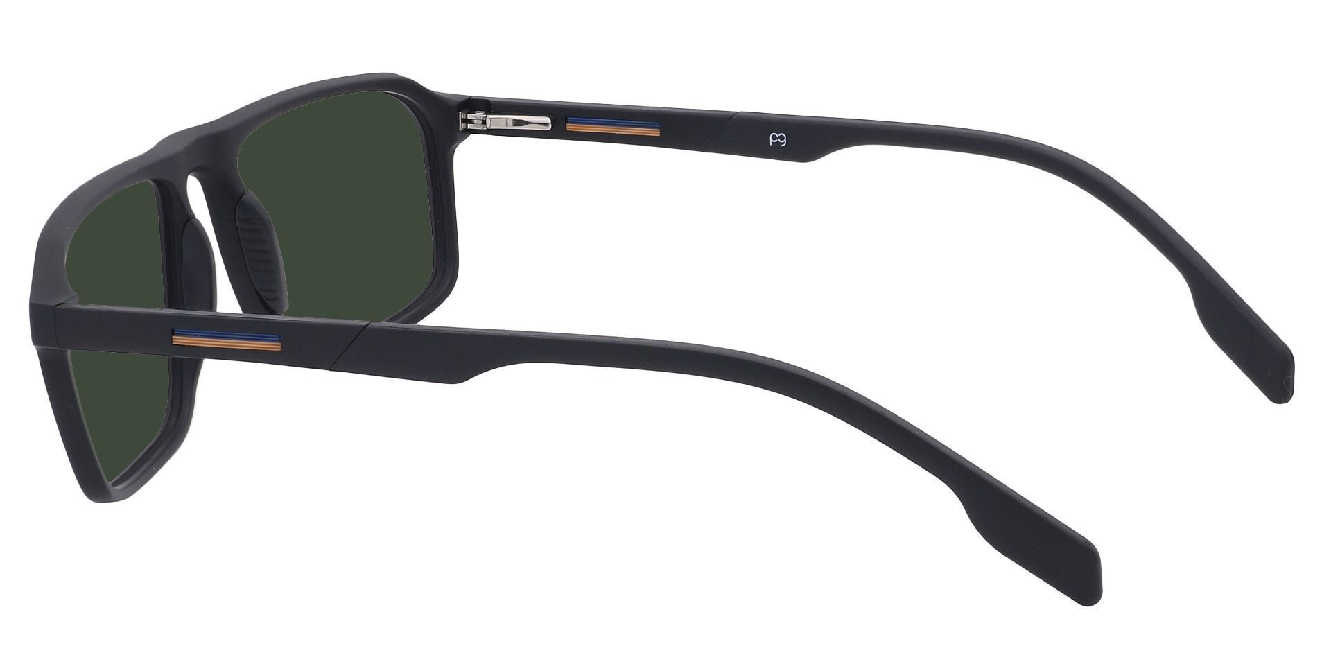 Hector Rectangle Reading Sunglasses - Black Frame With Green Lenses