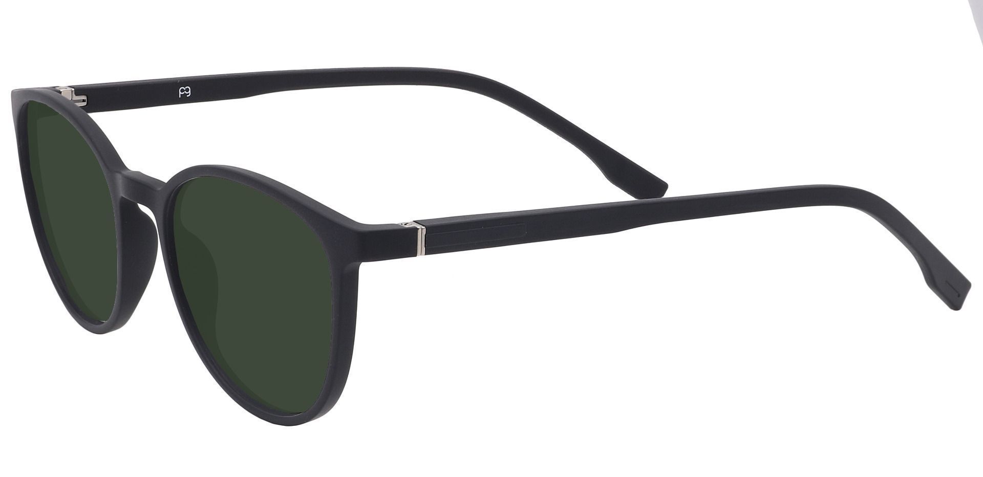 Bay Round Lined Bifocal Sunglasses - Black Frame With Green Lenses