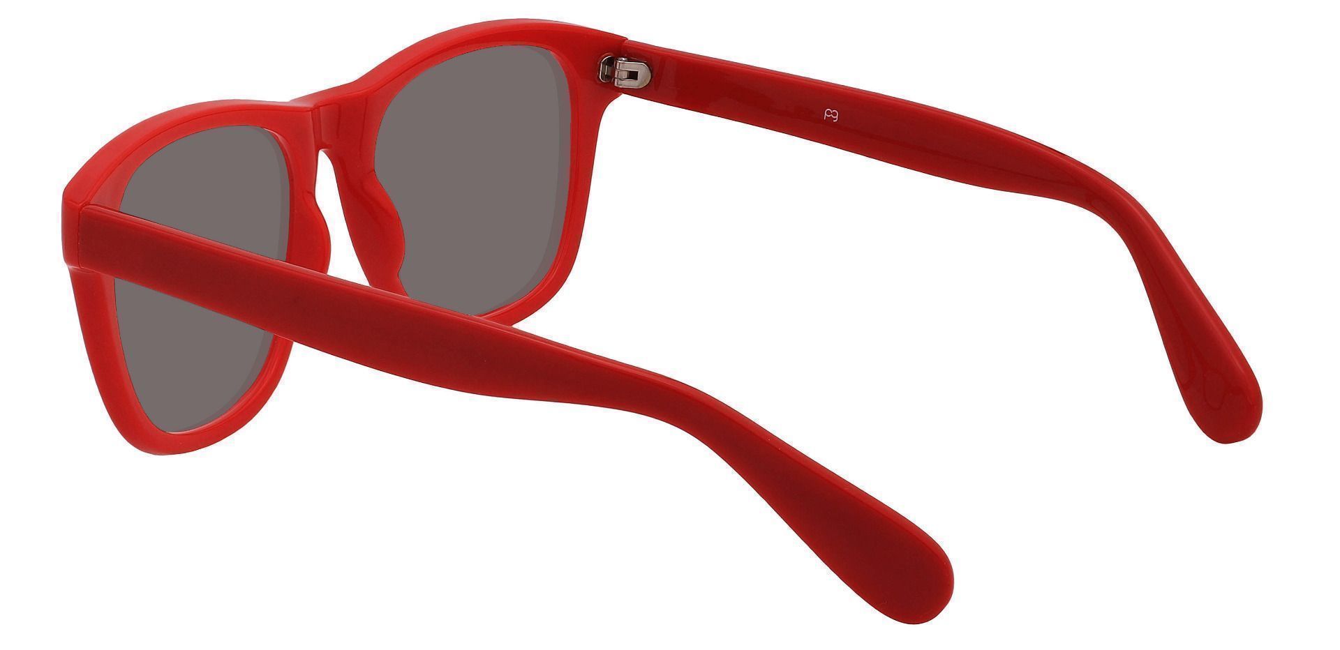 Yolanda Square Non-Rx Sunglasses - Red Frame With Gray Lenses