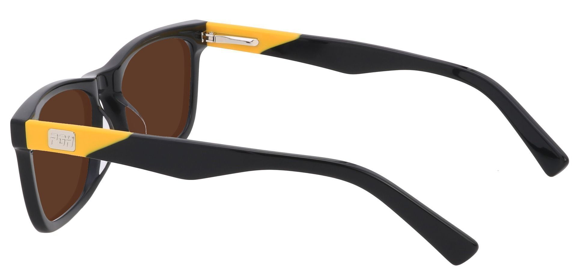 Liberty Rectangle Prescription Sunglasses - Black Frame With Brown Lenses