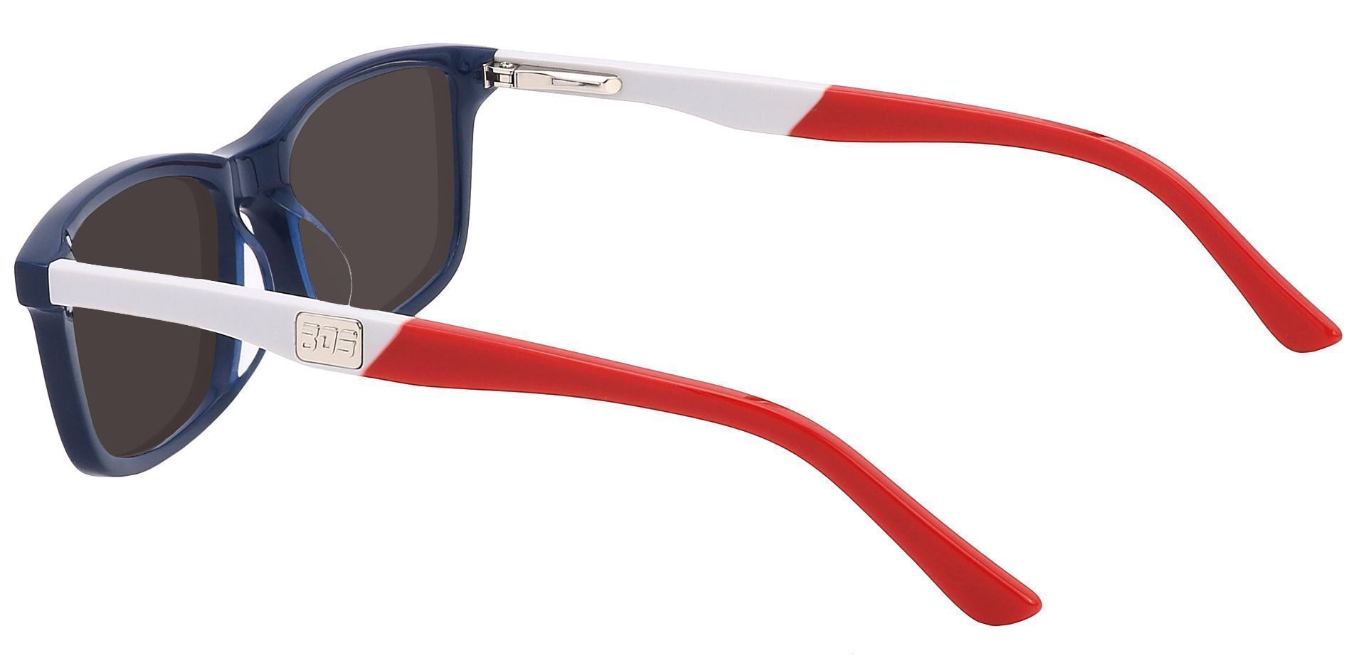 Hub Rectangle Reading Sunglasses - Blue Frame With Gray Lenses