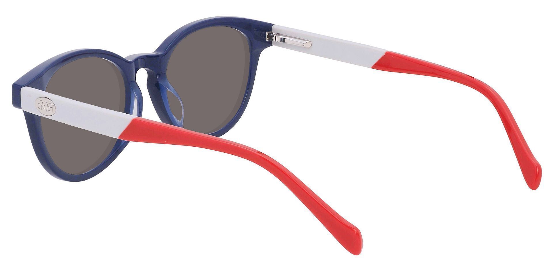 Revere Oval Non-Rx Sunglasses - Blue Frame With Gray Lenses
