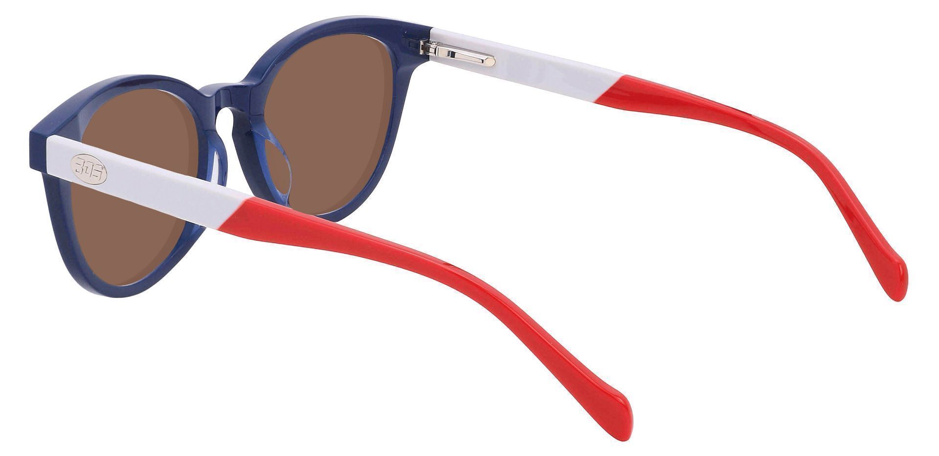 Common Oval Progressive Sunglasses - Blue Frame With Brown Lenses
