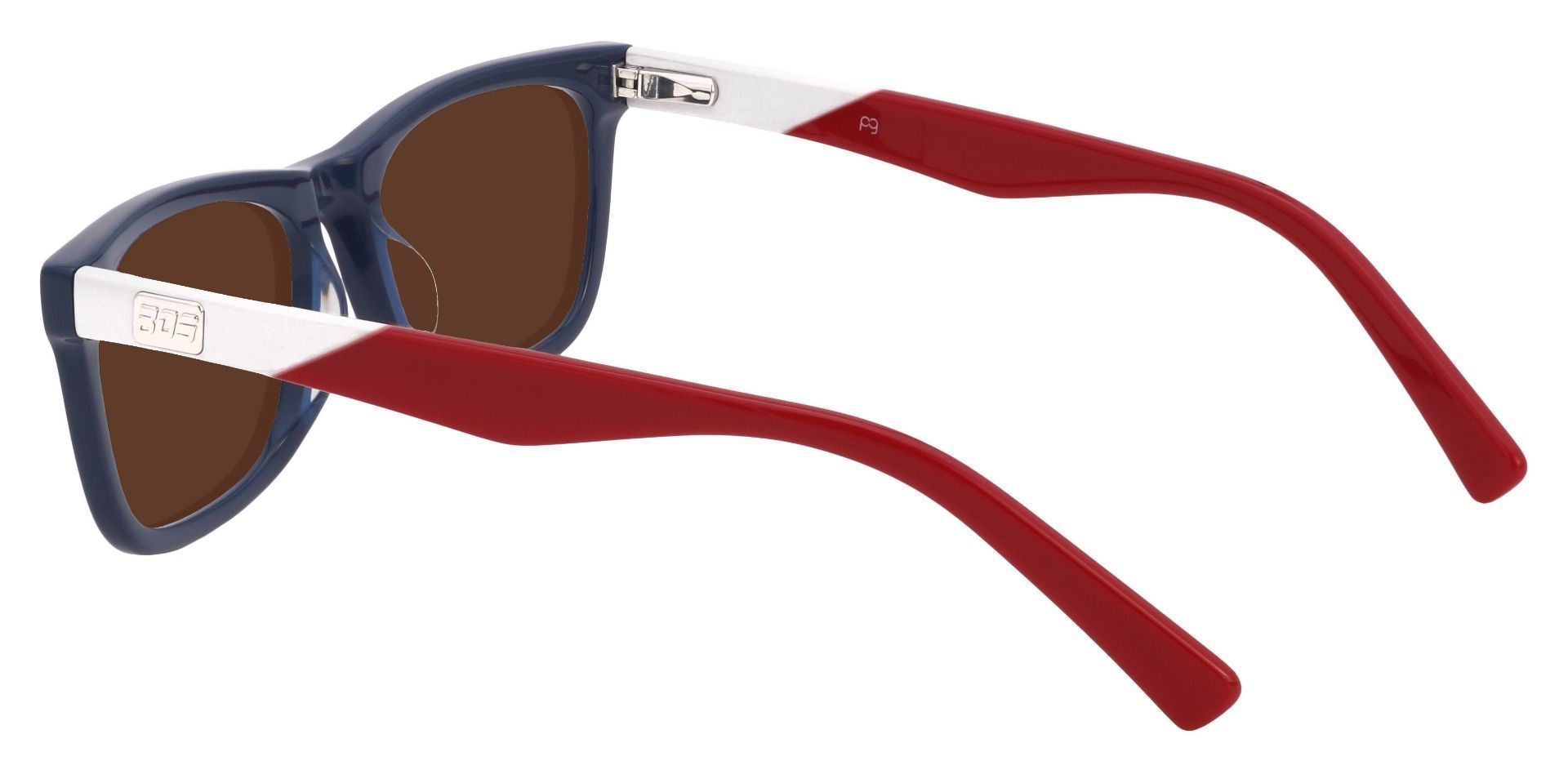 Quincy Rectangle Single Vision Sunglasses - Blue Frame With Brown Lenses