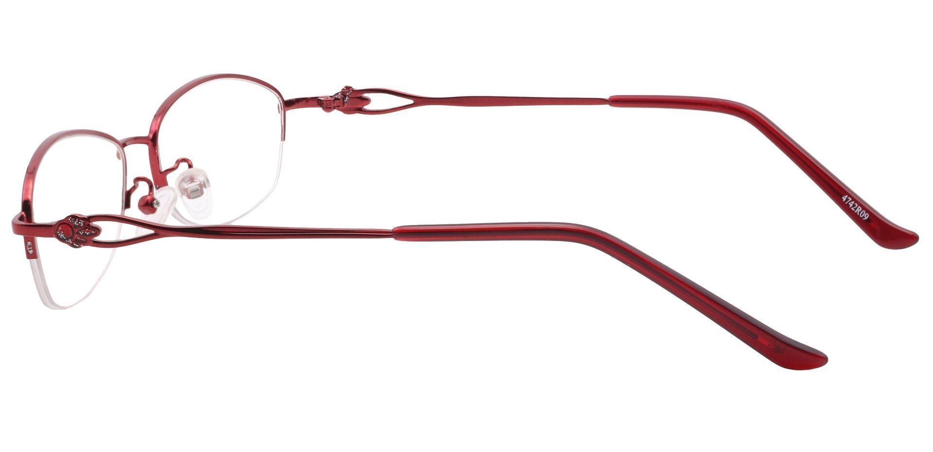 Claudia Oval Blue Light Blocking Glasses - Red