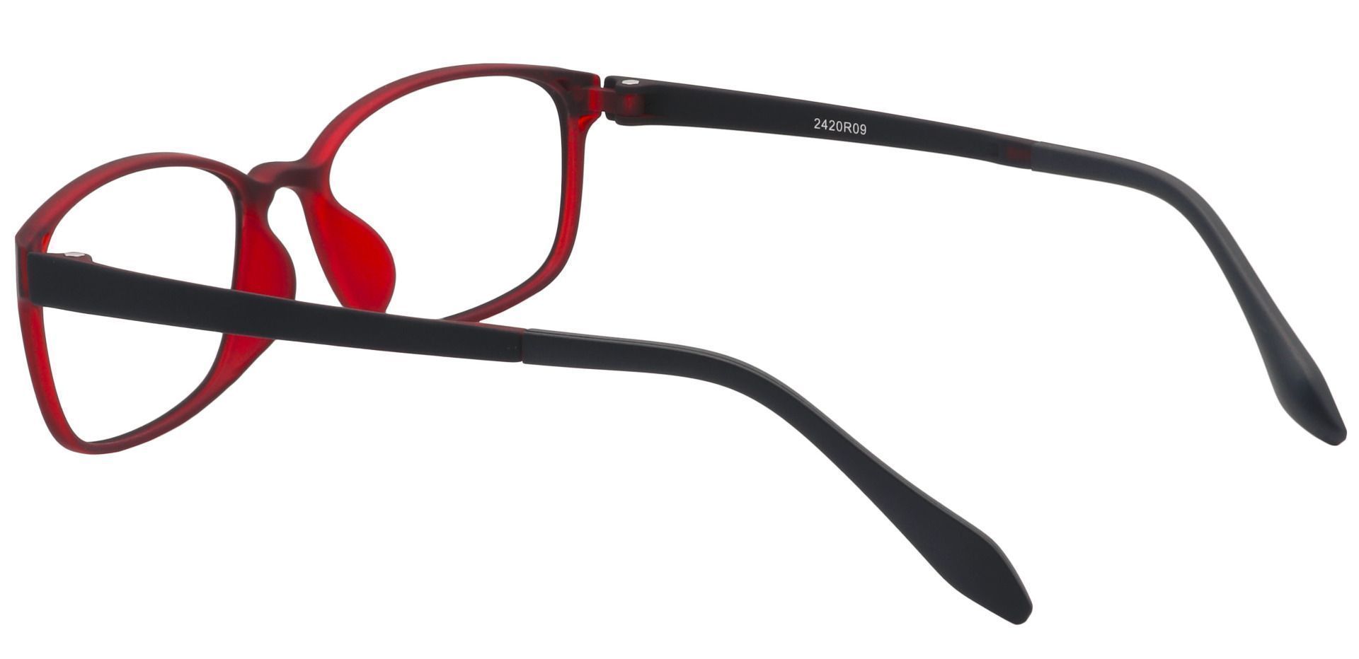 Merlot Rectangle Prescription Glasses - Matte Black/red