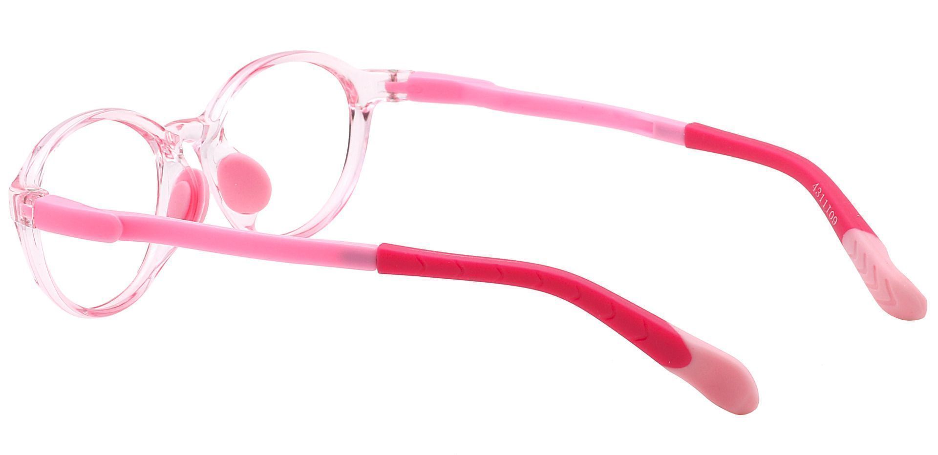 Axel Oval Non-Rx Glasses - Bubble Gum Pink Crystal