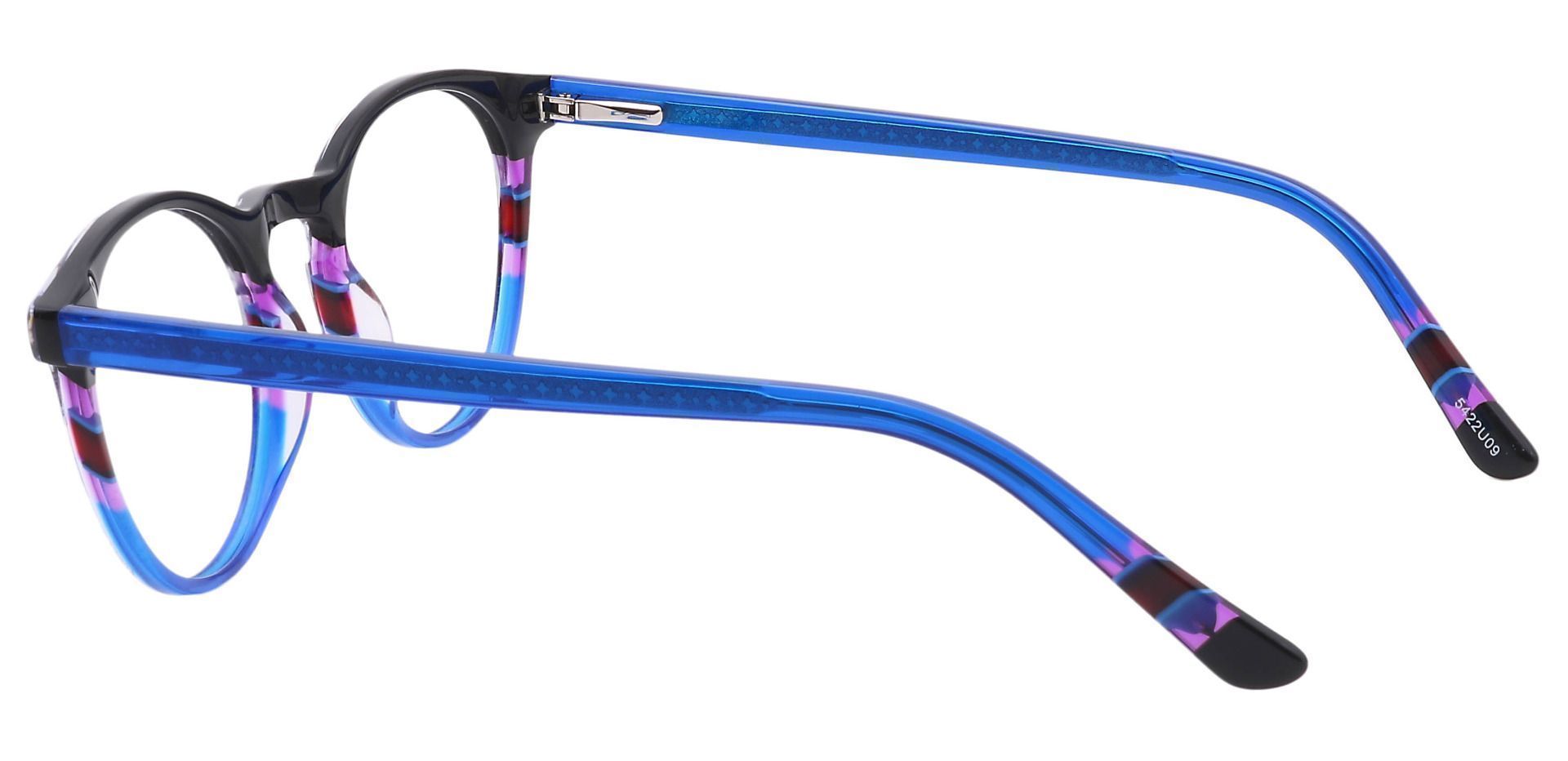 Jellie Round Non-Rx Glasses - Black/royal Blue Stripe