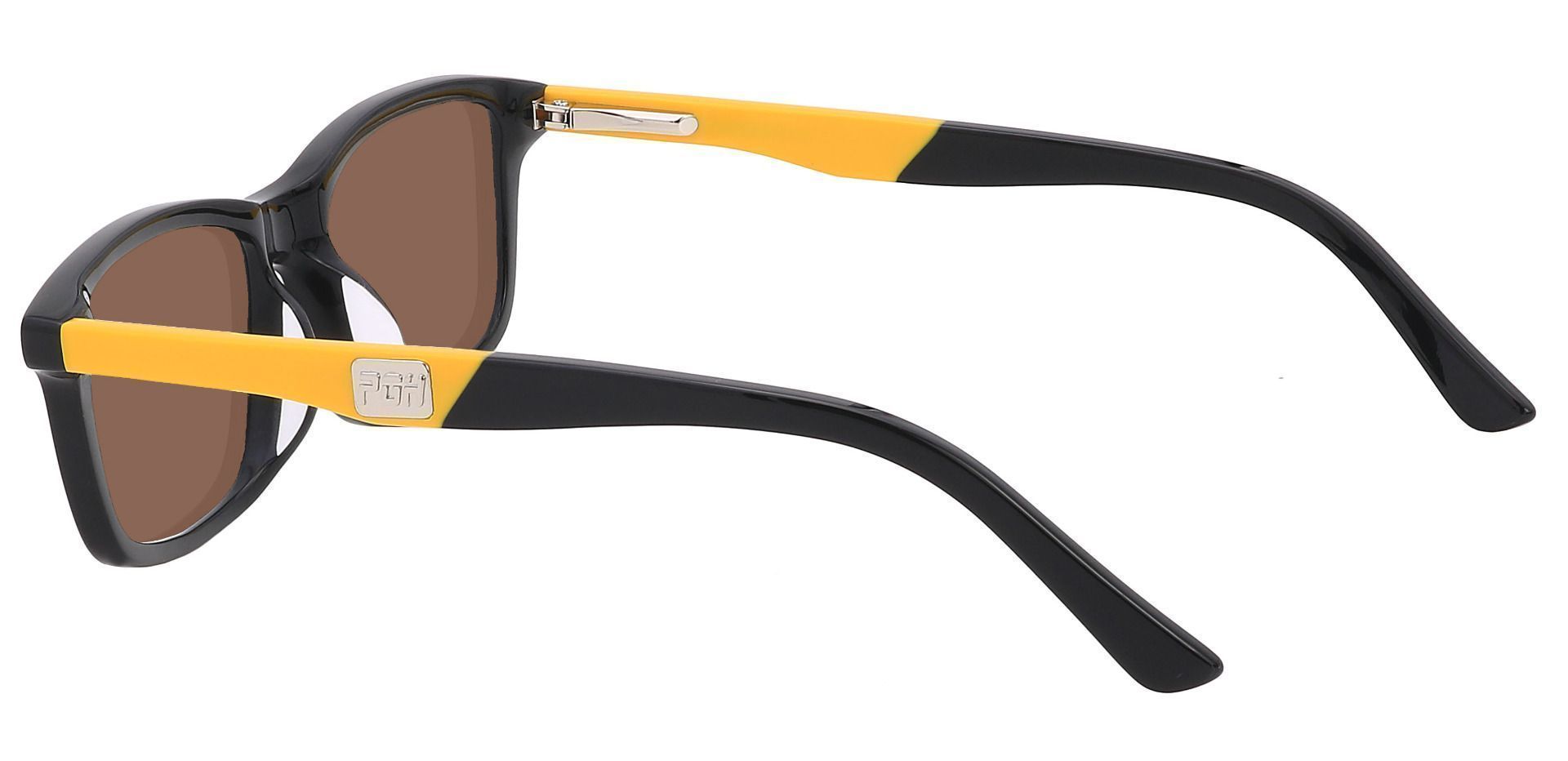 Allegheny Rectangle Single Vision Sunglasses - Black Frame With Brown Lenses
