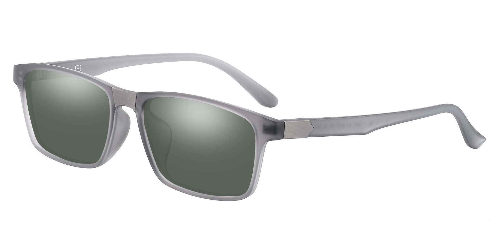 Polar Rectangle Lined Bifocal Sunglasses - Gray Frame With Green Lenses ...