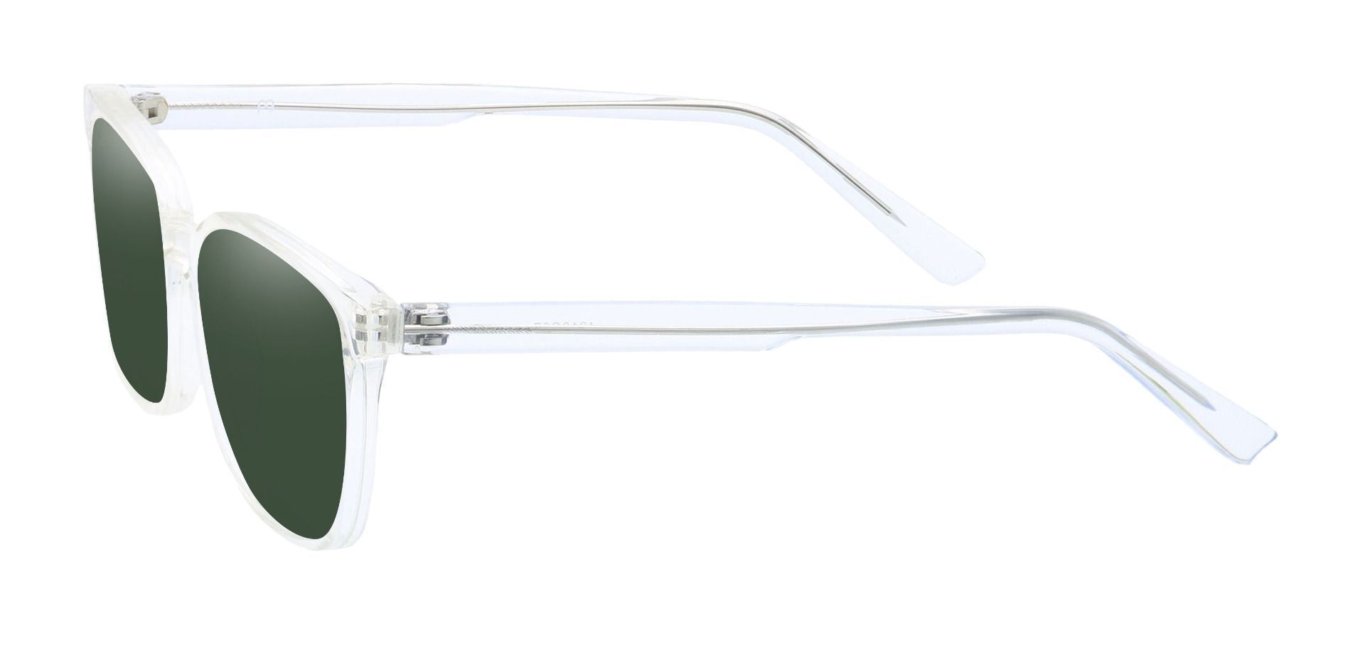 Windsor Rectangle Prescription Sunglasses - Clear Frame With Green Lenses