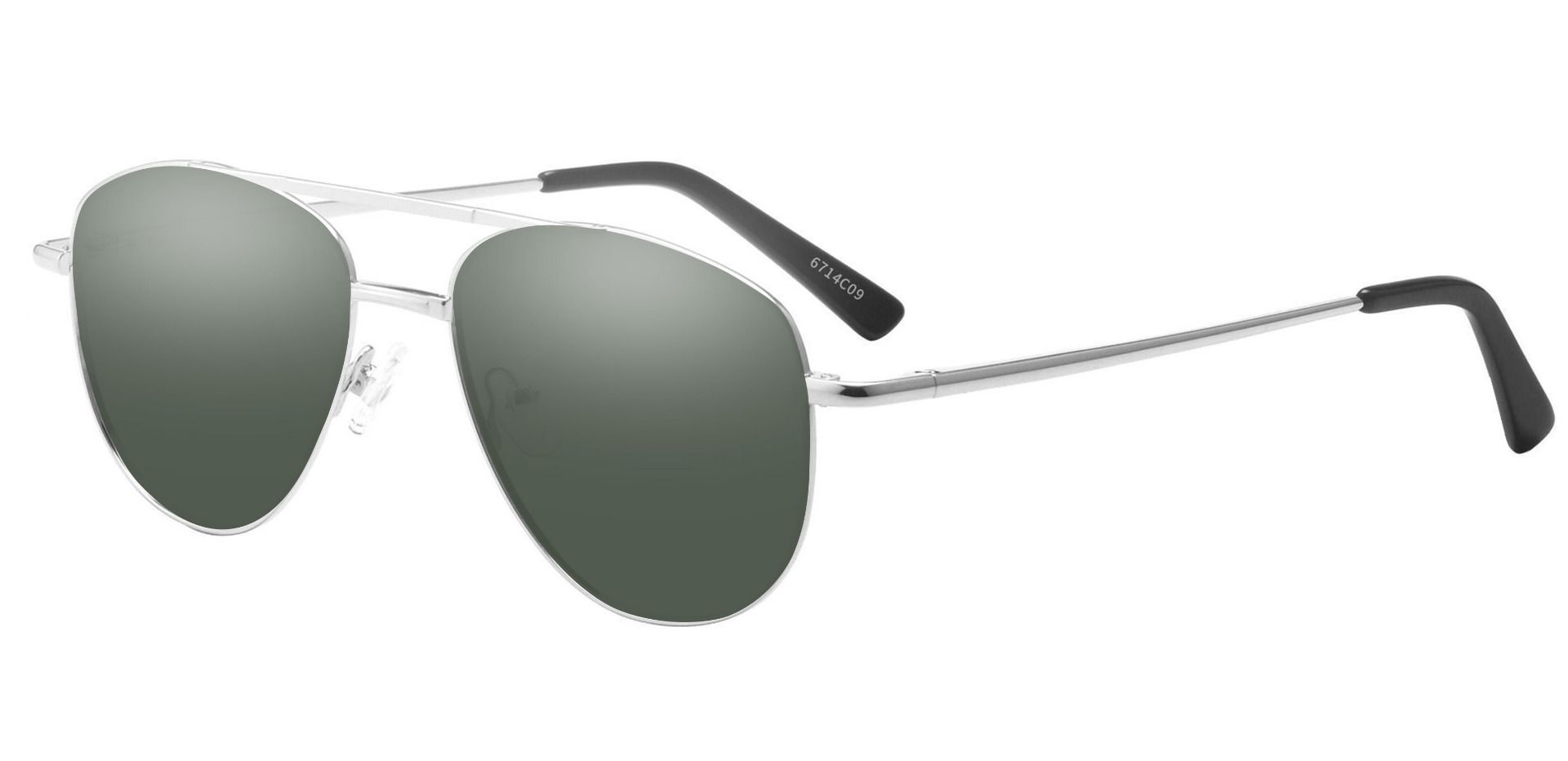 Dwight Aviator Prescription Sunglasses - Clear Frame With Green Lenses