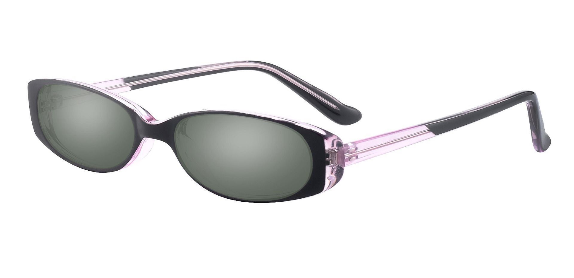 Venetia Oval Single Vision Sunglasses - Purple Frame With Green Lenses
