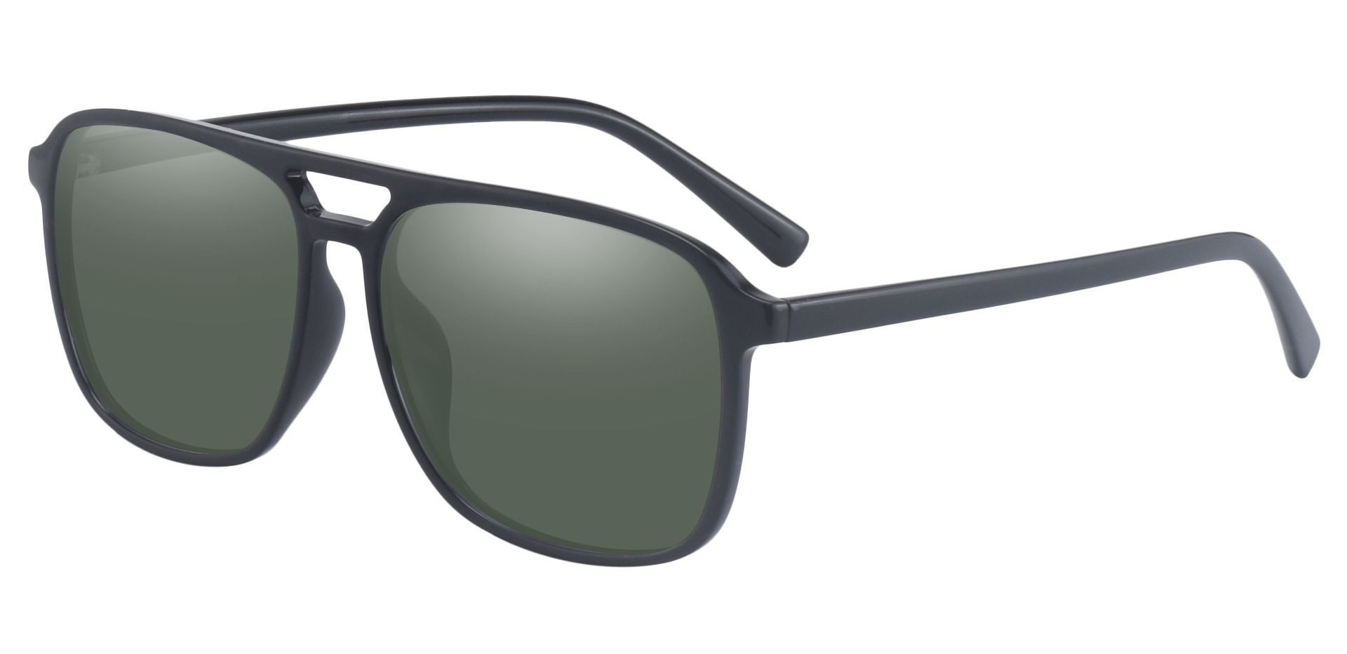 Edward Aviator Progressive Sunglasses - Black Frame With Green Lenses