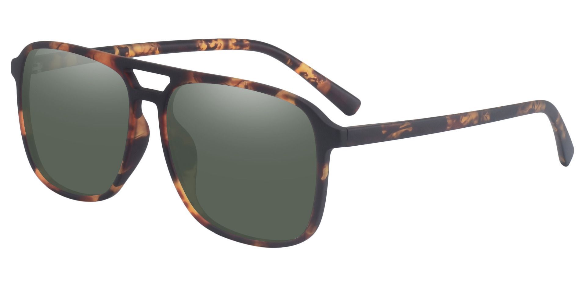 Edward Aviator Prescription Sunglasses - Tortoise Frame With Green Lenses