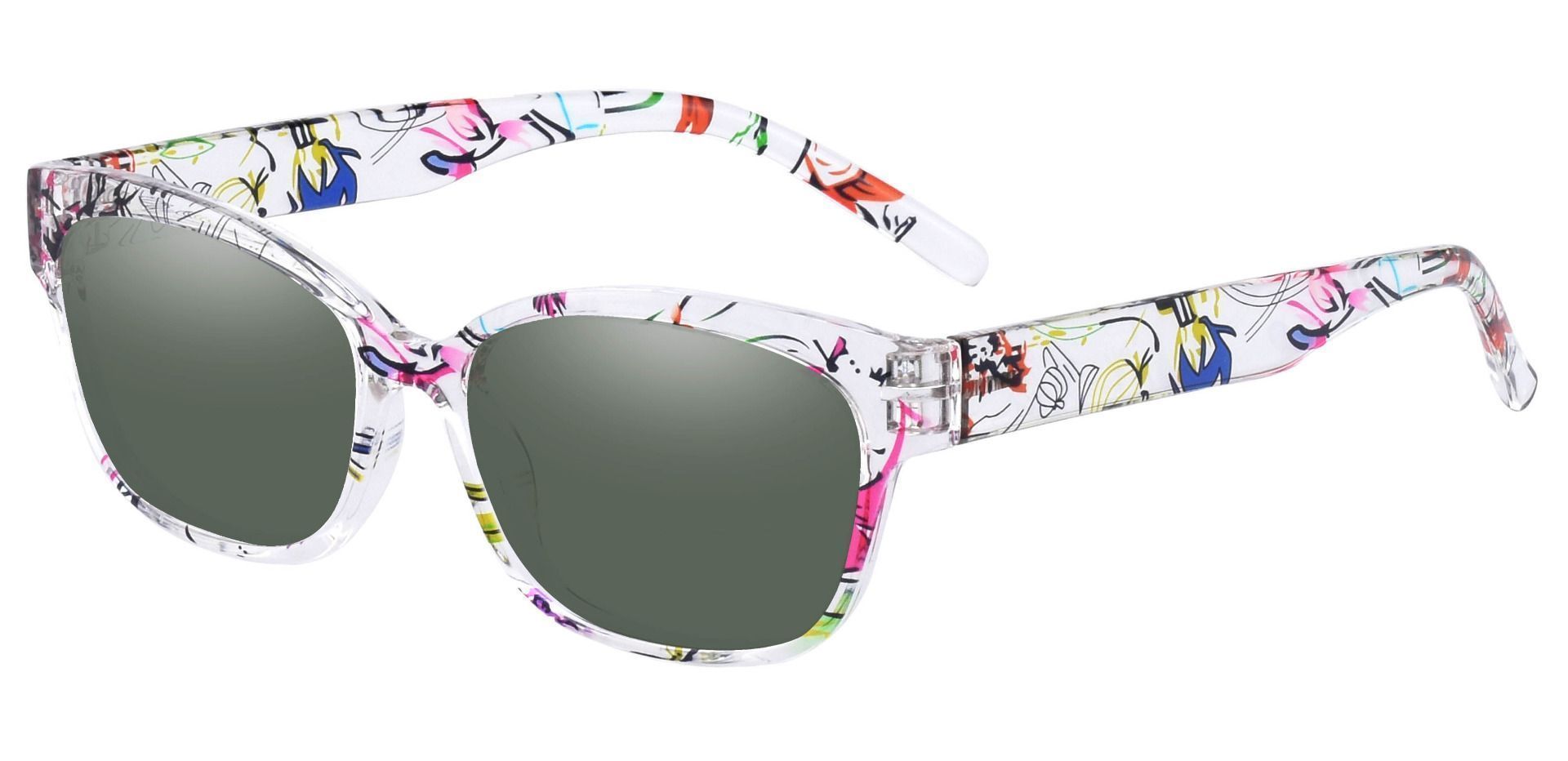 Adele Cat-Eye Prescription Sunglasses - Clear Frame With Green Lenses