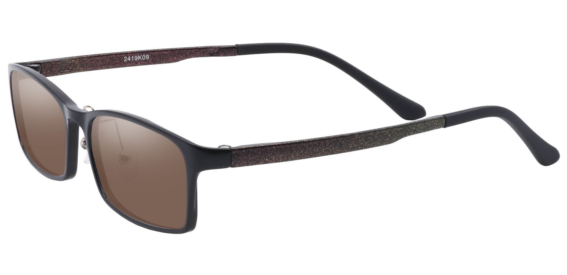 Hydra Rectangle Prescription Sunglasses -  Black Frame With Brown Lenses