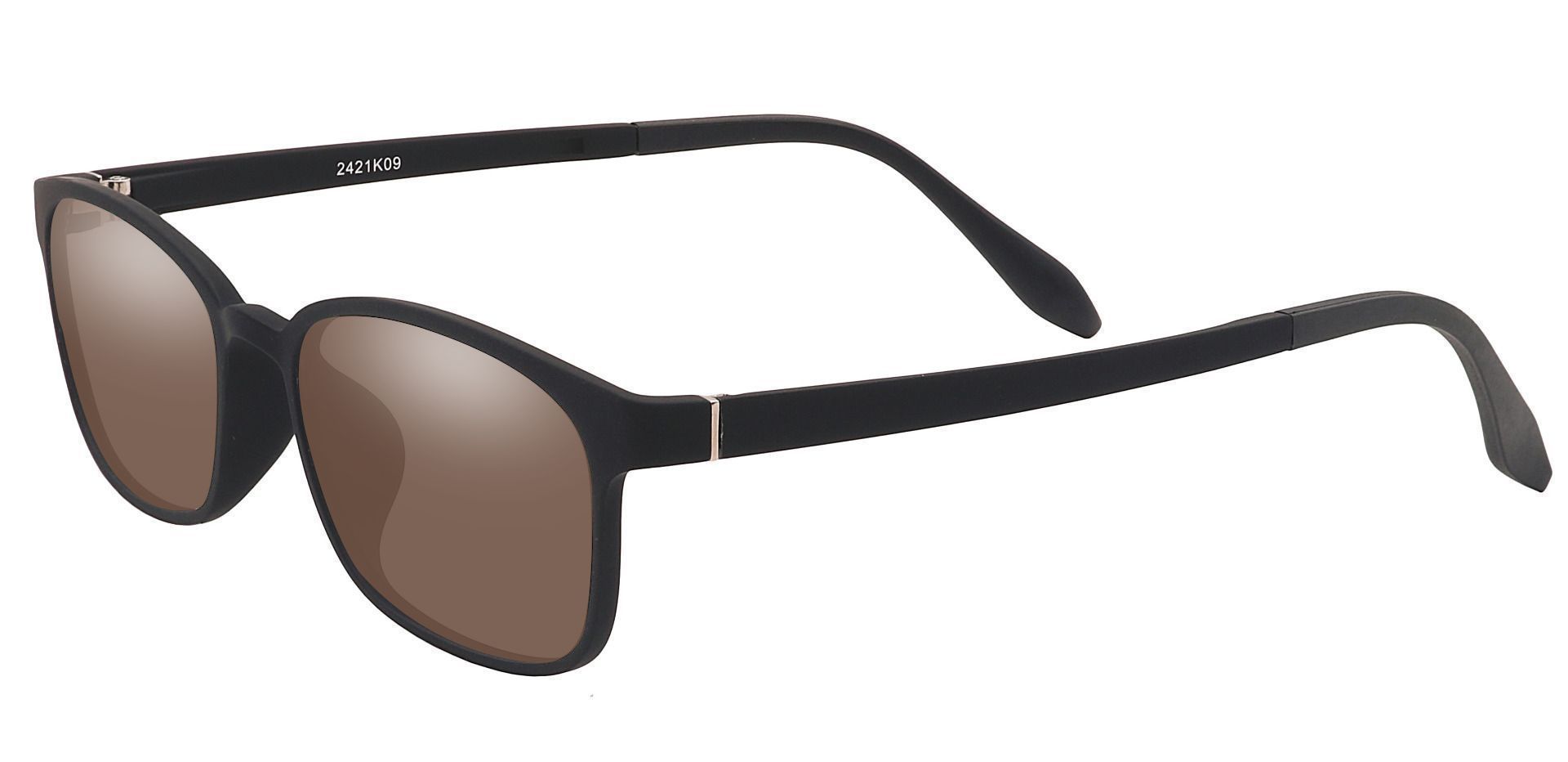 Mercer Rectangle Prescription Sunglasses -  Black Frame With Brown Lenses