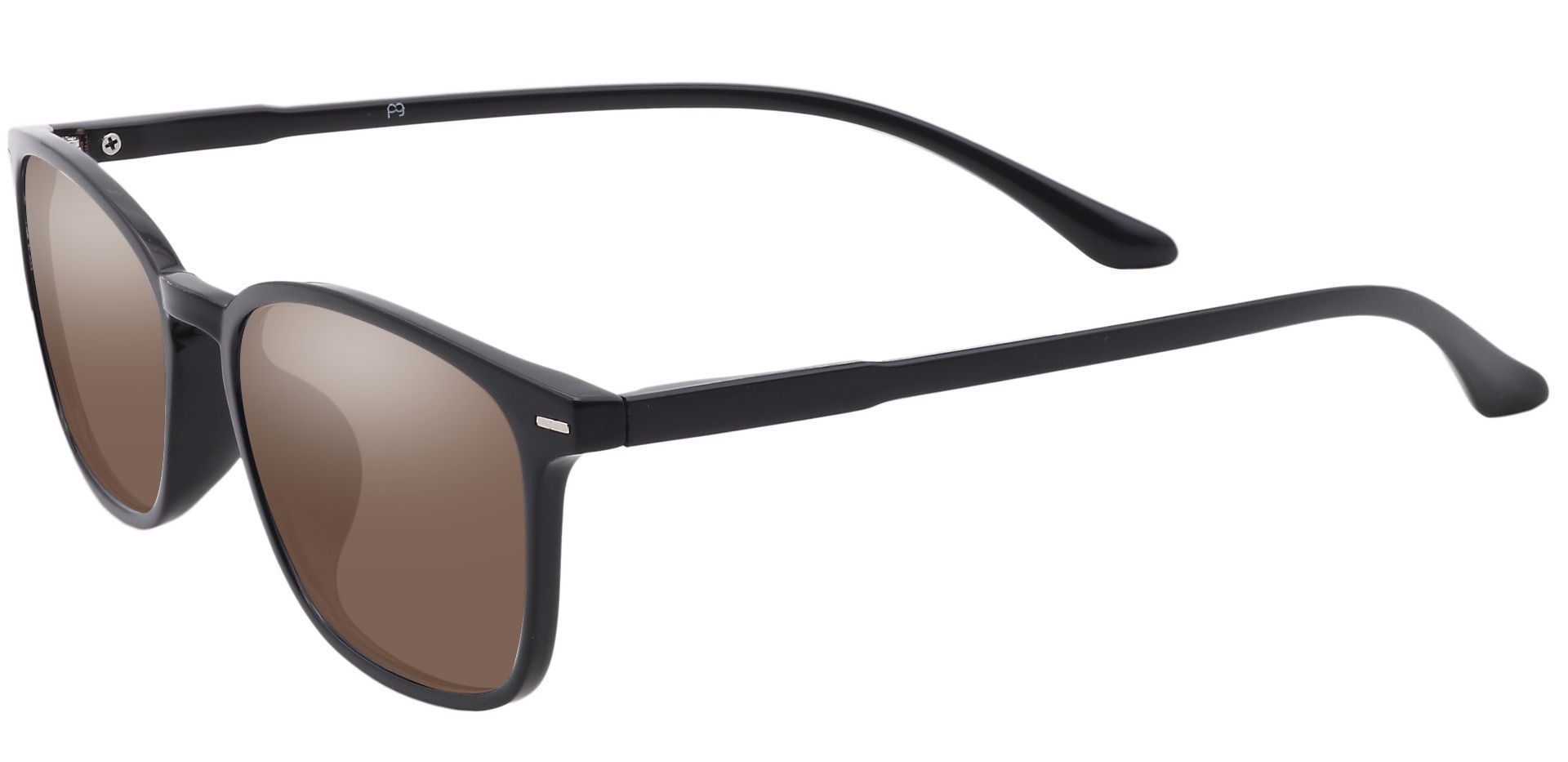 Cabo Oval Non-Rx Sunglasses - Black Frame With Brown Lenses