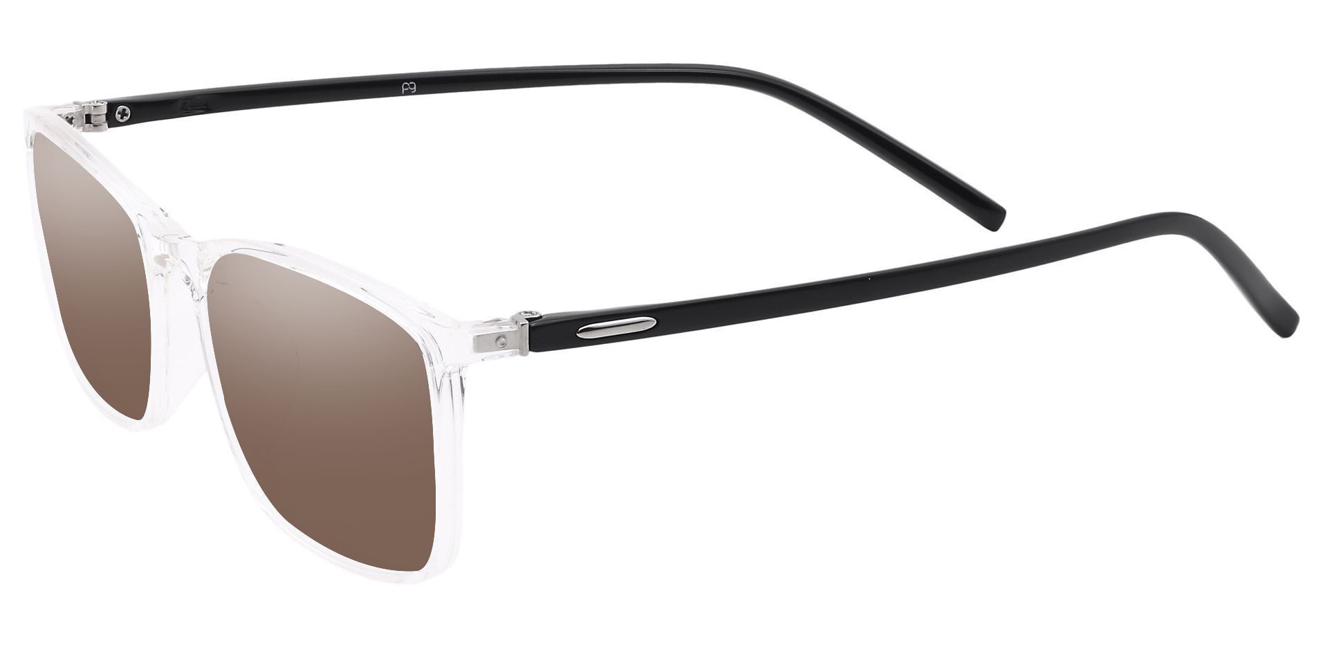 Fuji Rectangle Progressive Sunglasses - Clear Frame With Brown Lenses
