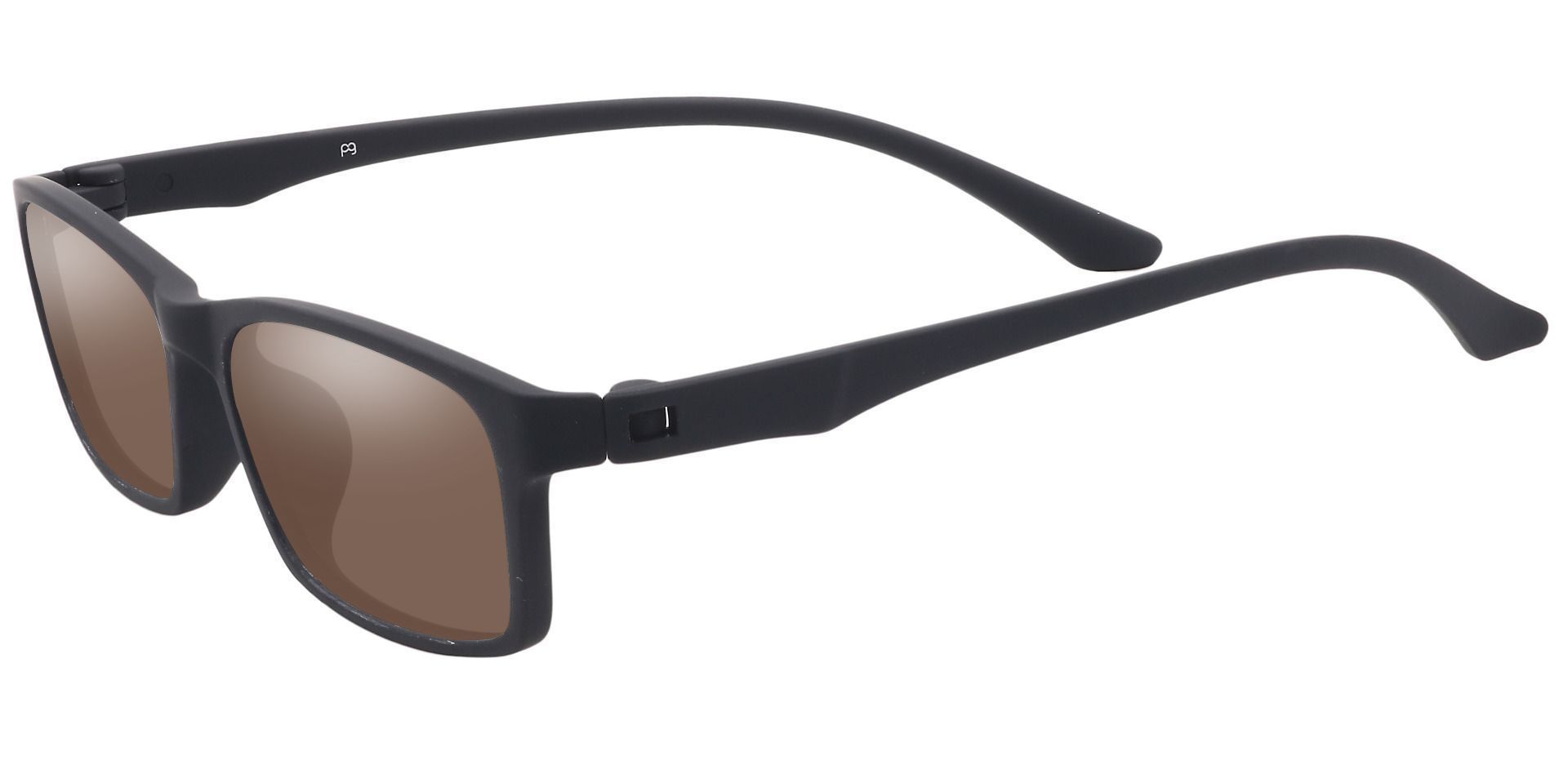Poplar Rectangle Progressive Sunglasses - Black Frame With Brown Lenses