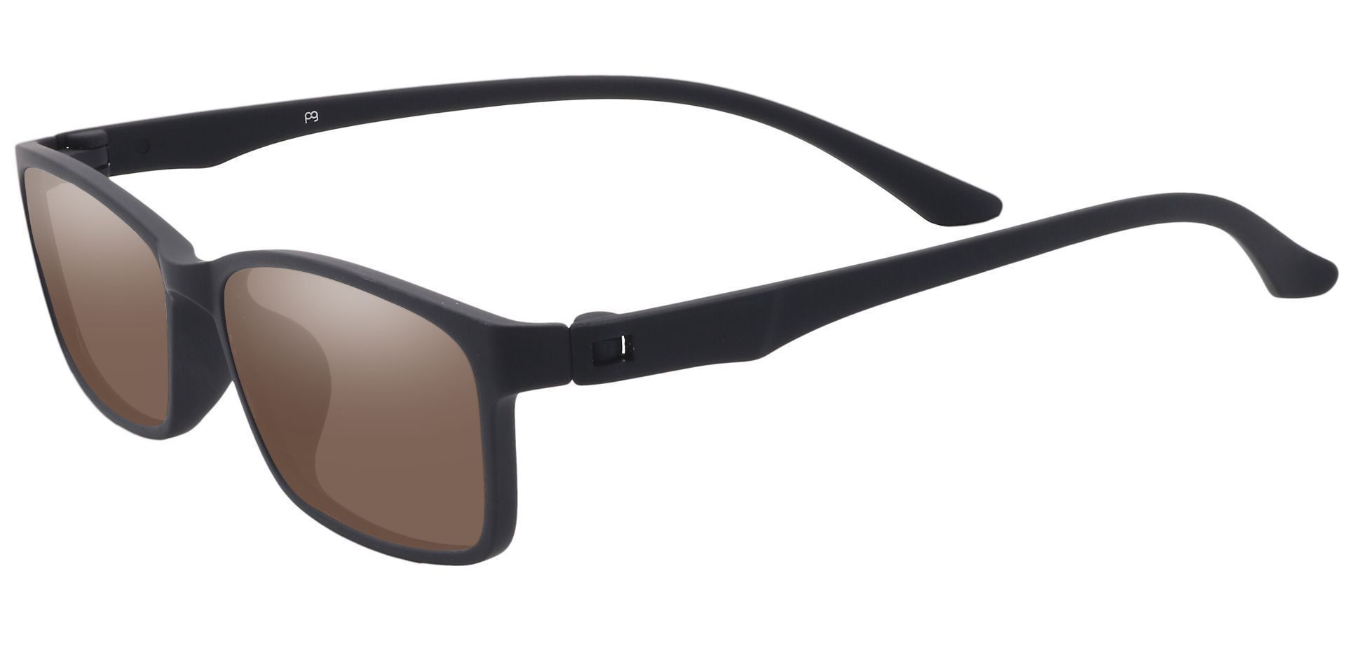 Wichita Rectangle Non-Rx Sunglasses -  Black Frame With Brown Lenses