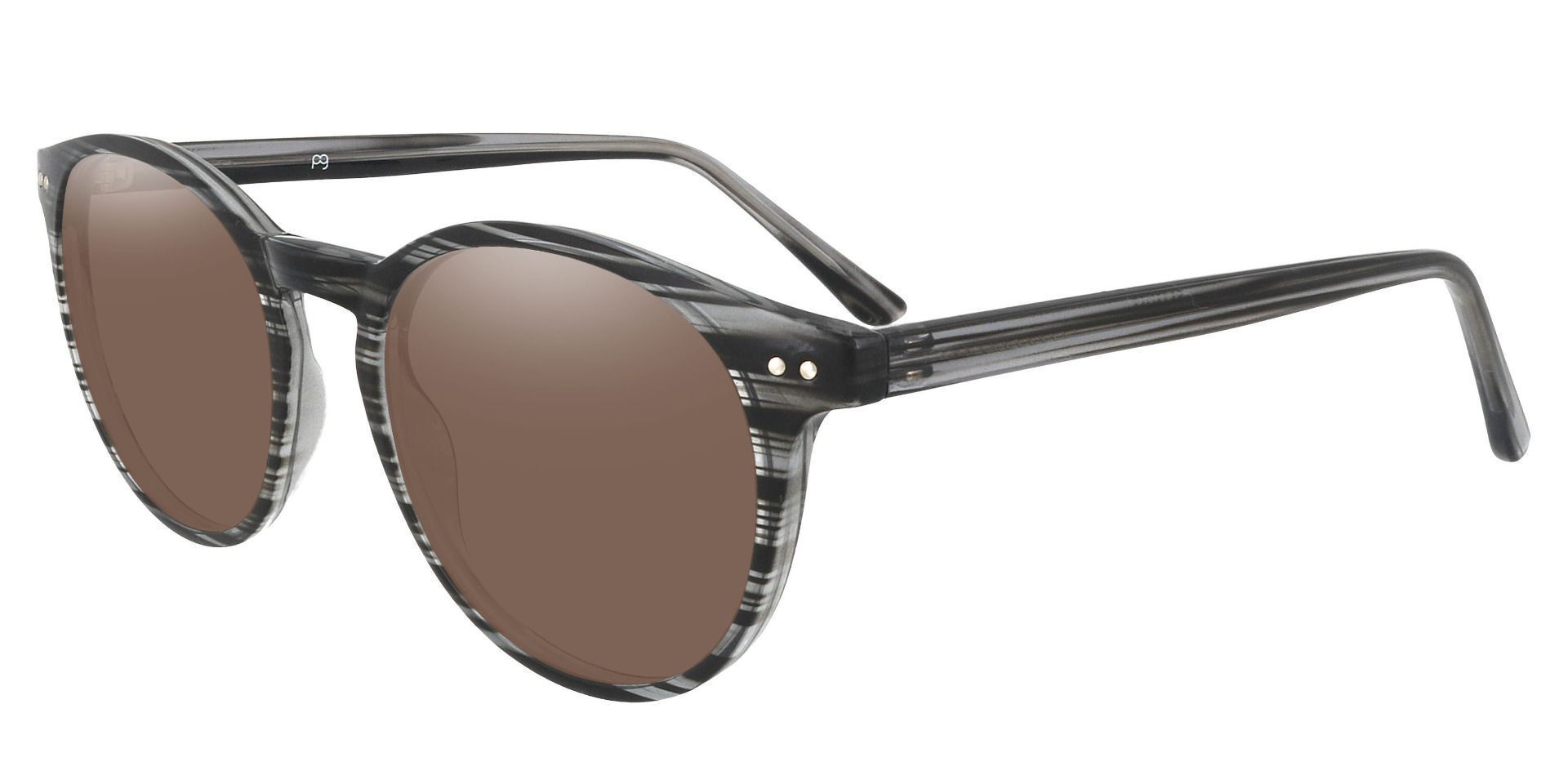 Dormont Round Prescription Sunglasses - Black Frame With Brown Lenses