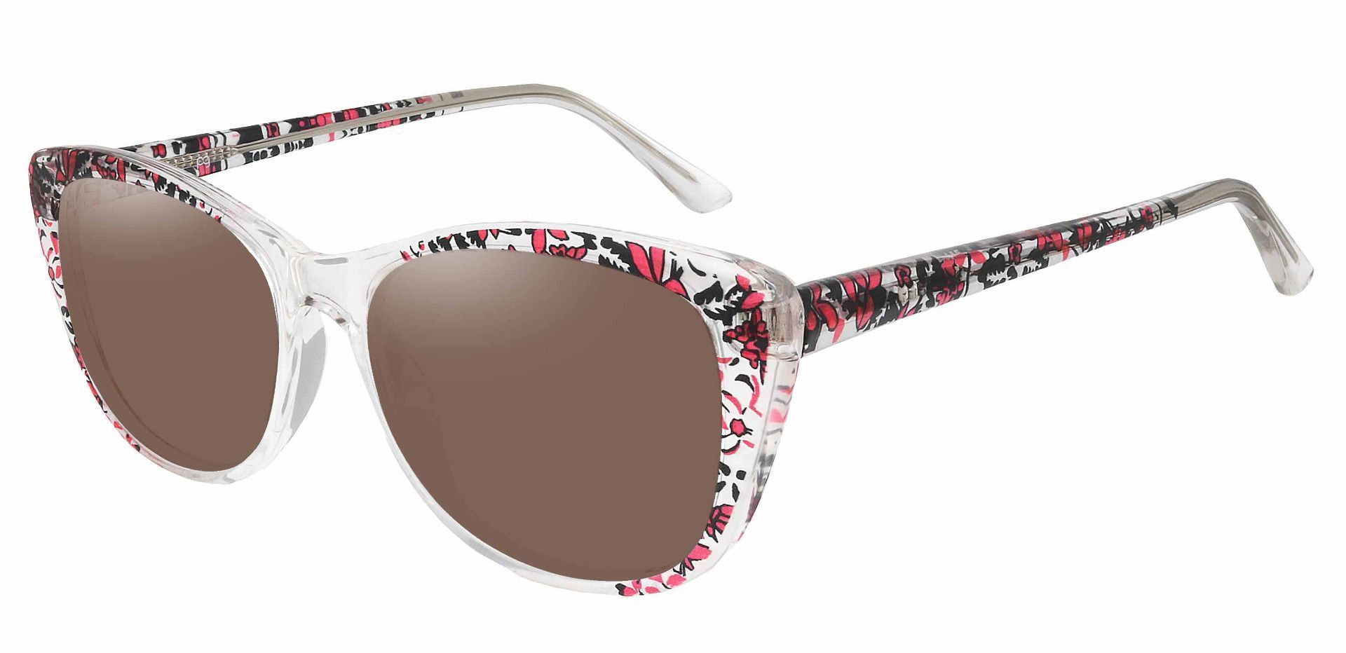 Simone Cat-Eye Prescription Sunglasses - Clear Frame With Brown Lenses