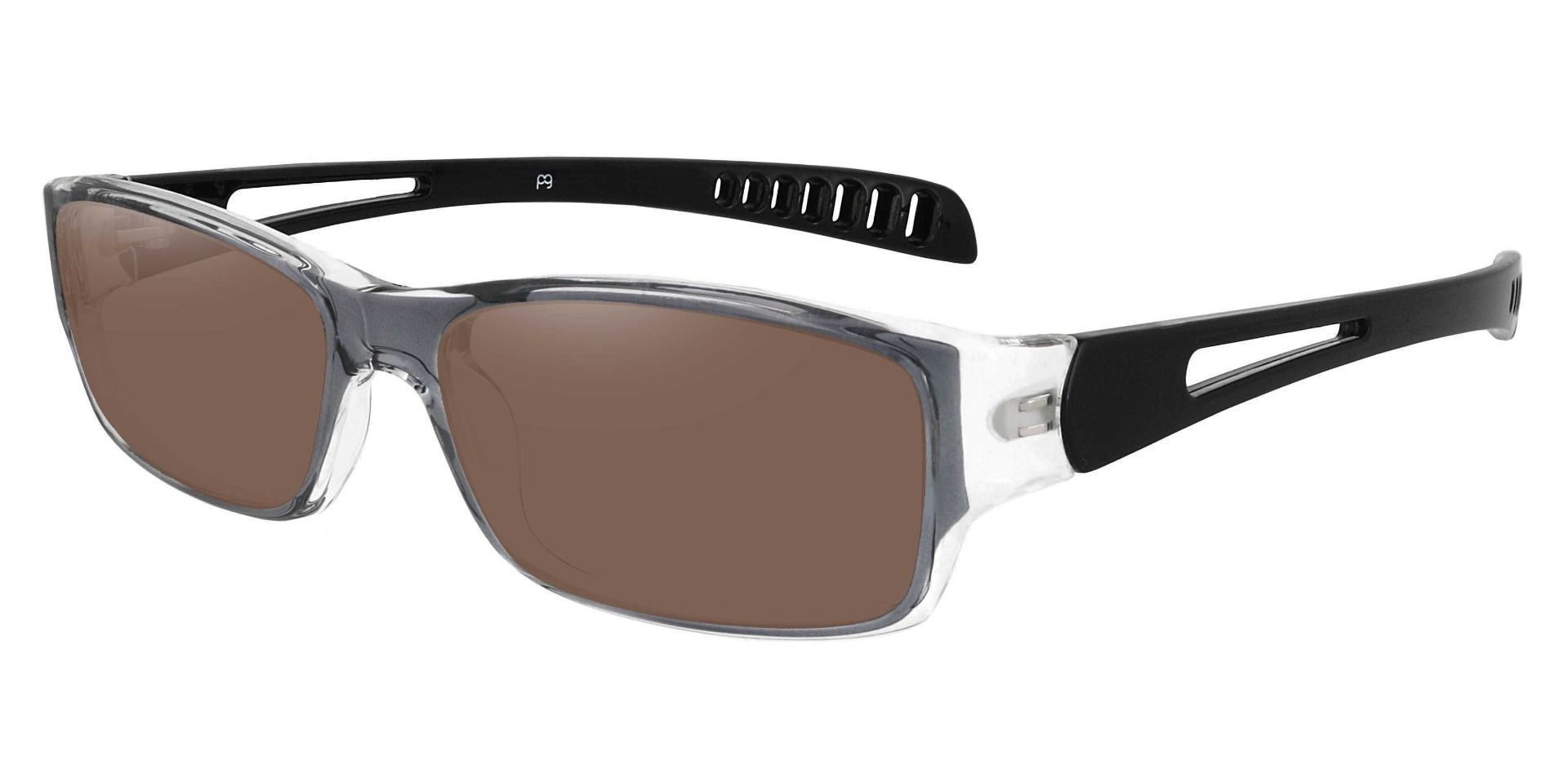 Mercury Rectangle Prescription Sunglasses - Gray Frame With Brown Lenses