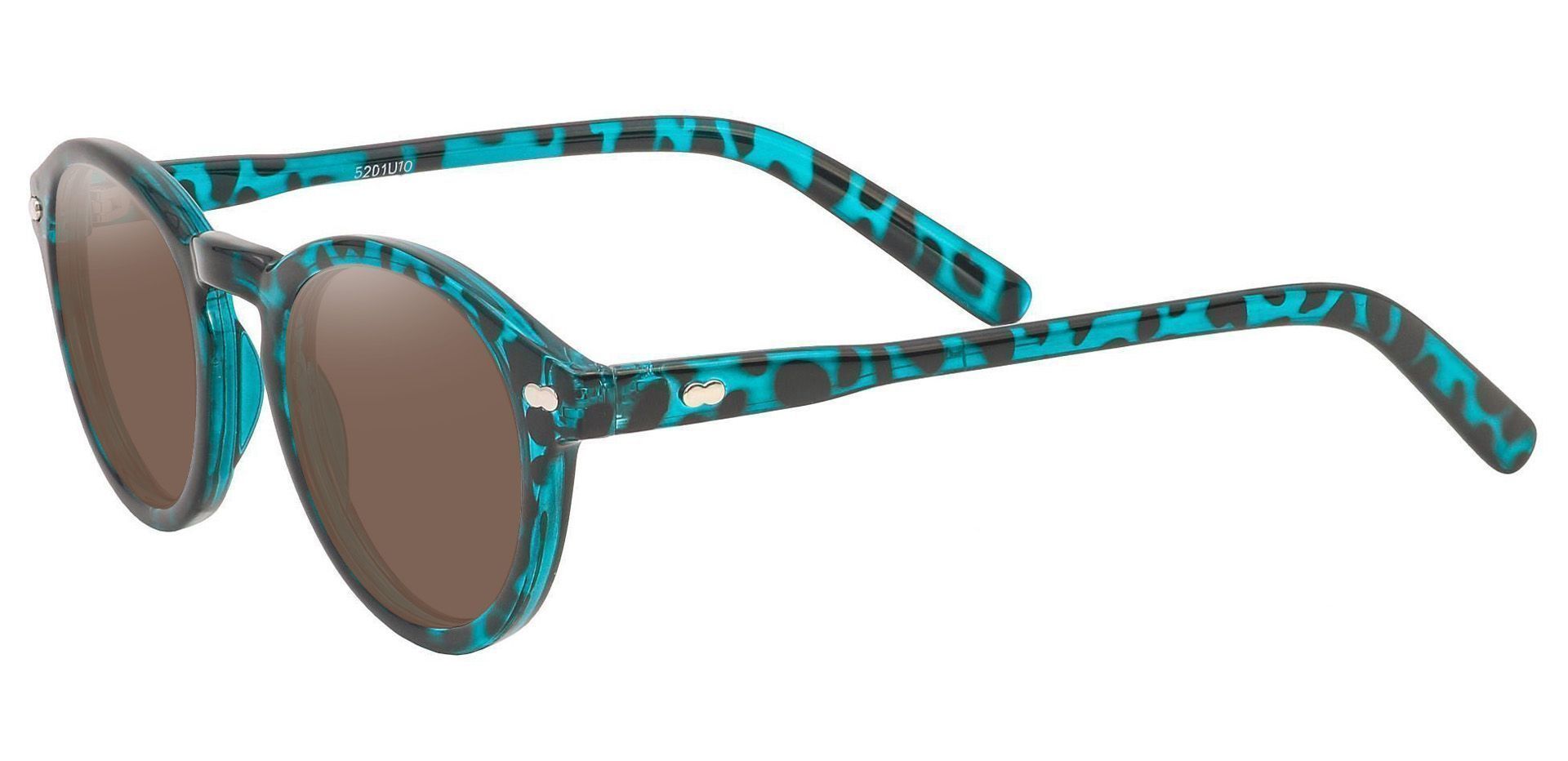 Vee Round Prescription Sunglasses - Blue Frame With Brown Lenses